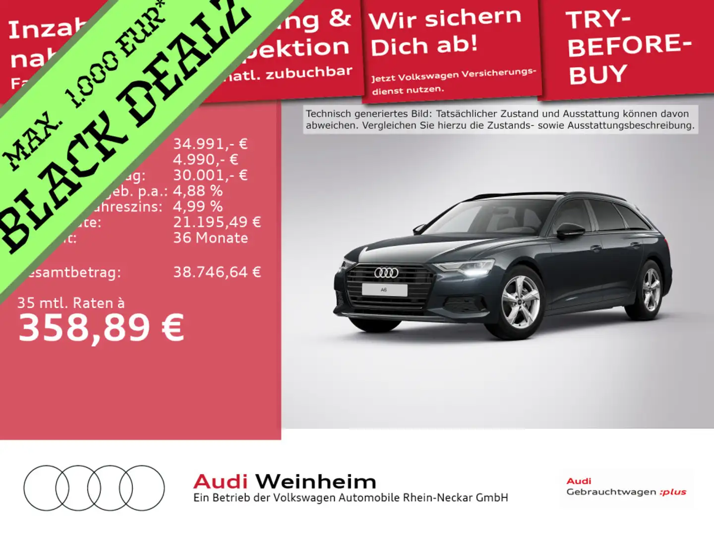 Audi A6 40 TDI Black Paket Panoramadach LED uvm Grau - 1