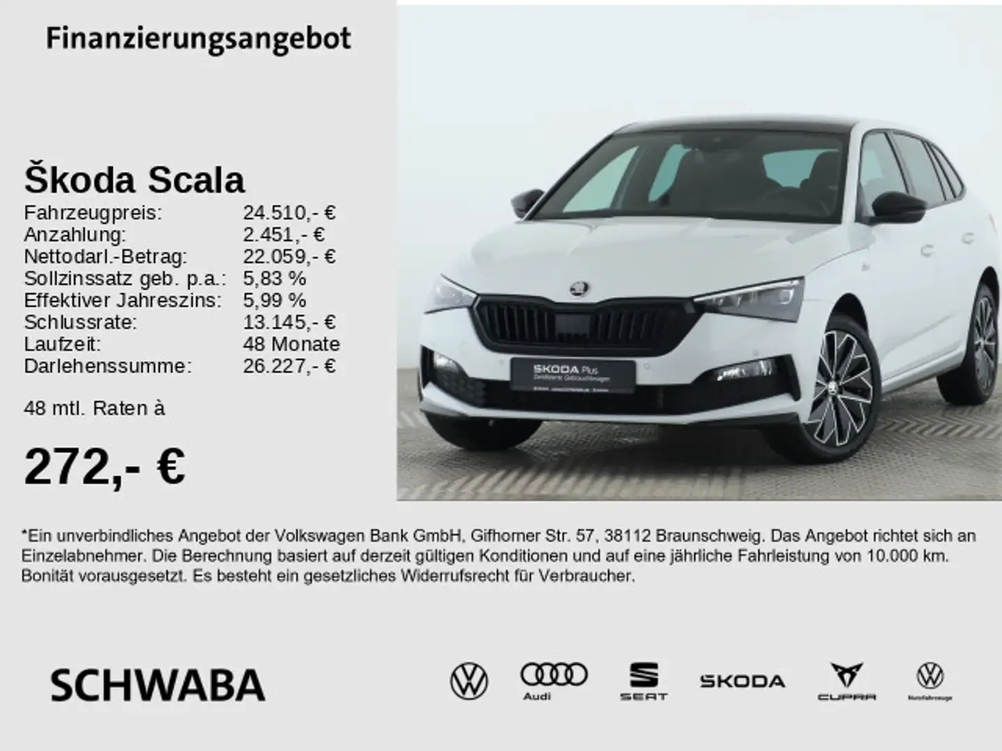Skoda Scala Monte Carlo 1.5 TSI DSG *PANO*LED*GRA*17"* Weiß - 1
