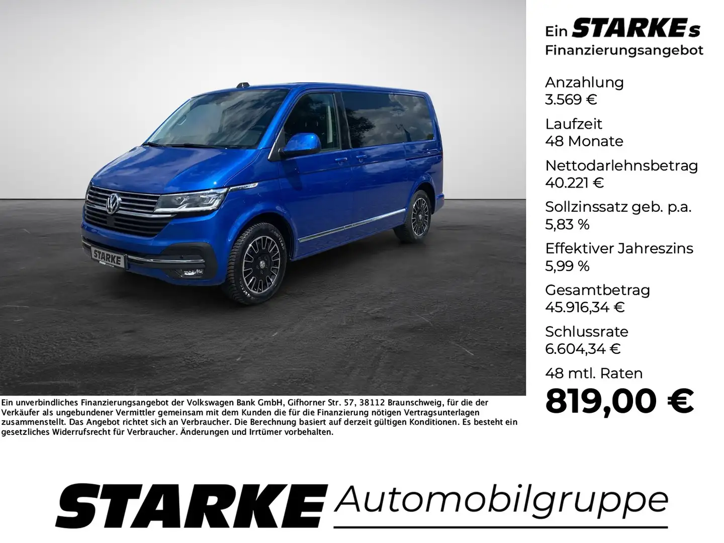 Volkswagen T6 Multivan T6.1 2.0 TDI DSG Generation Six Blau - 1