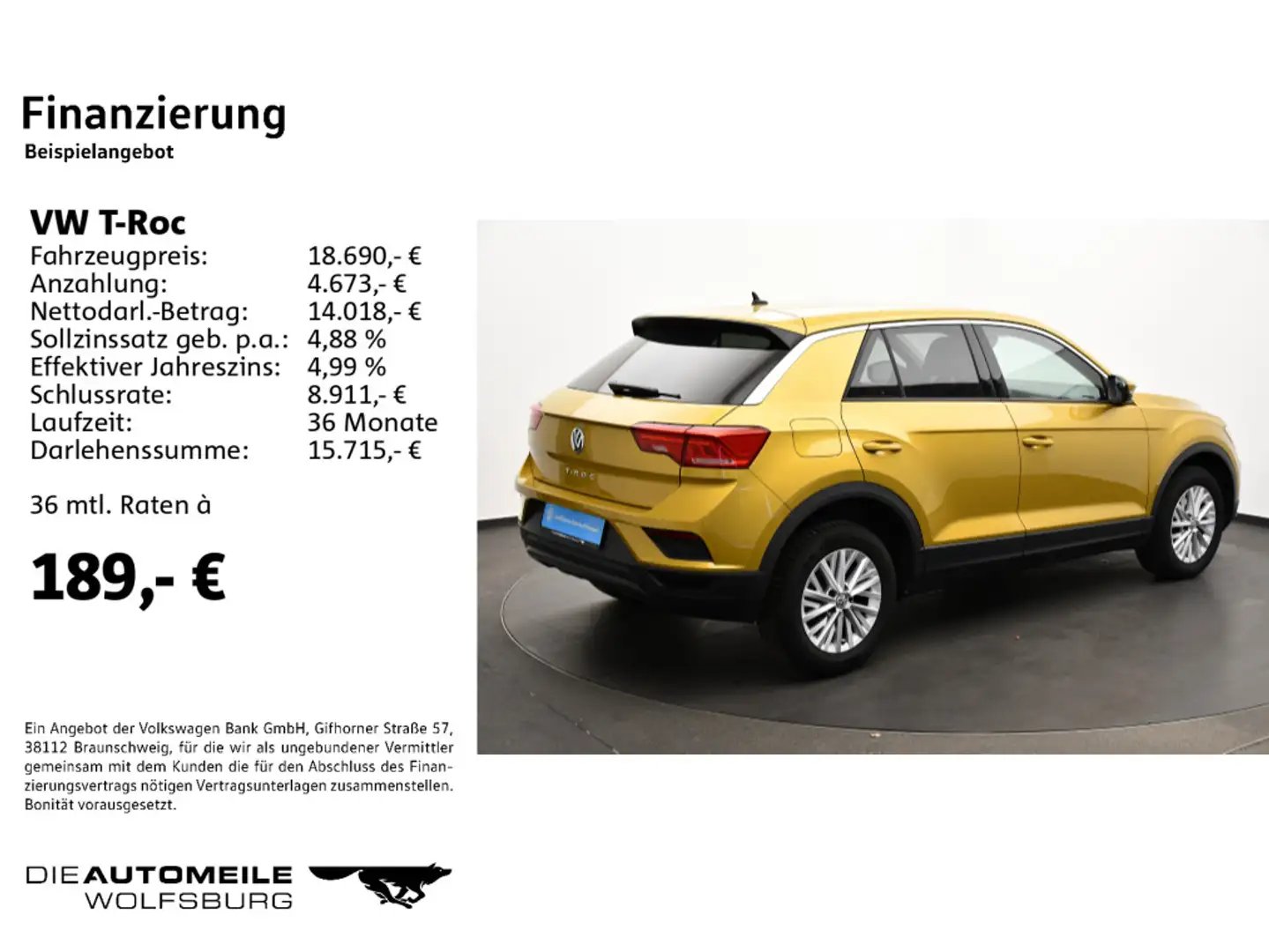 Volkswagen T-Roc 1.0 TSI Einparkhi/Multilenk/Sitzhzg Gelb - 2