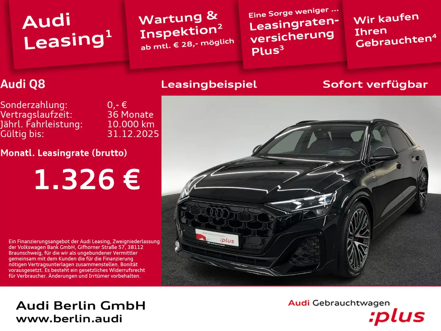 Audi Q8 TFSI e qu.tiptr. AHK HUD PANO MATRIX 360°K Schwarz - 1
