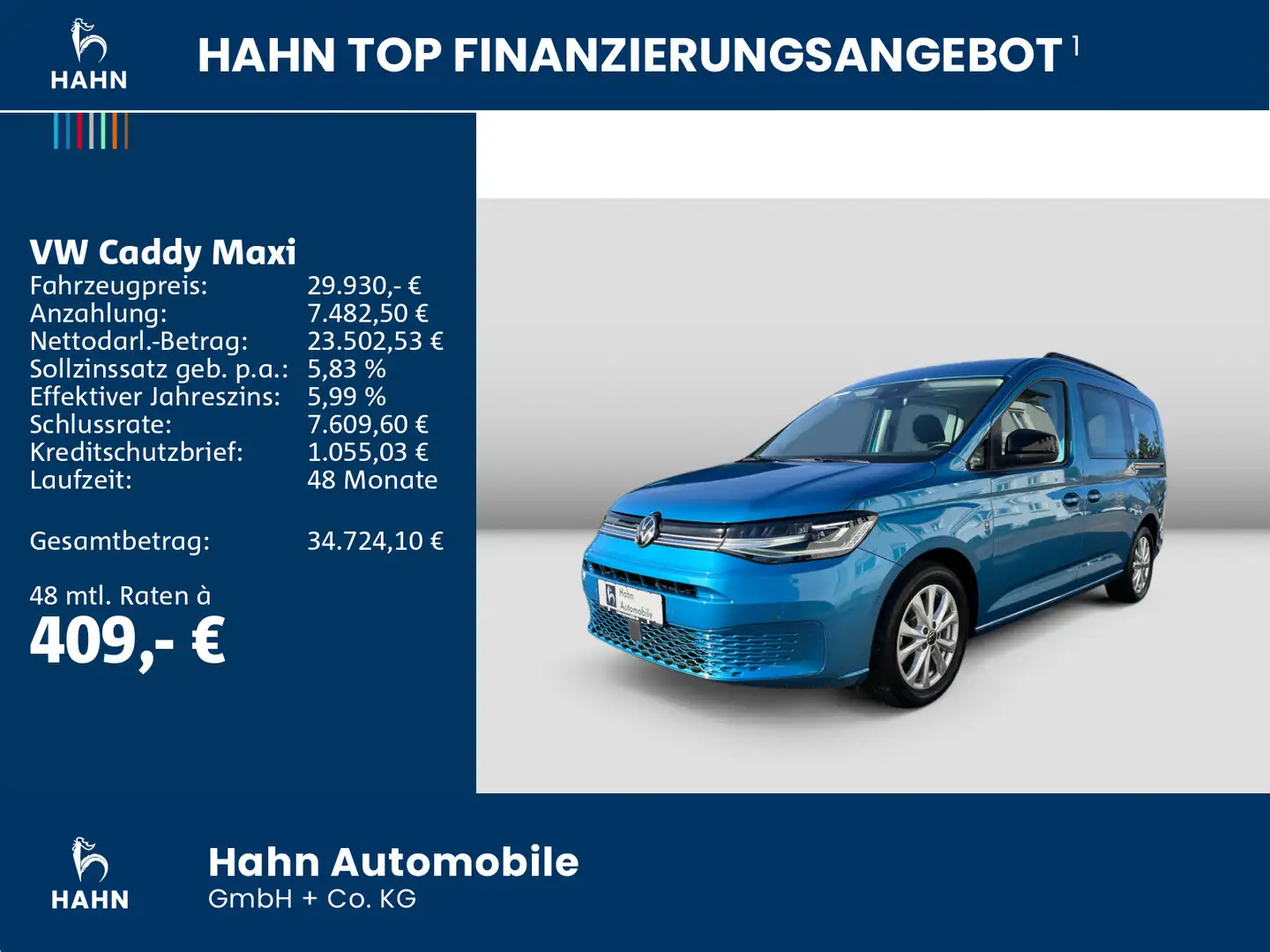 Volkswagen Caddy 2.0TDI Life LED ACC CAM Navi Sitzh Blau - 2