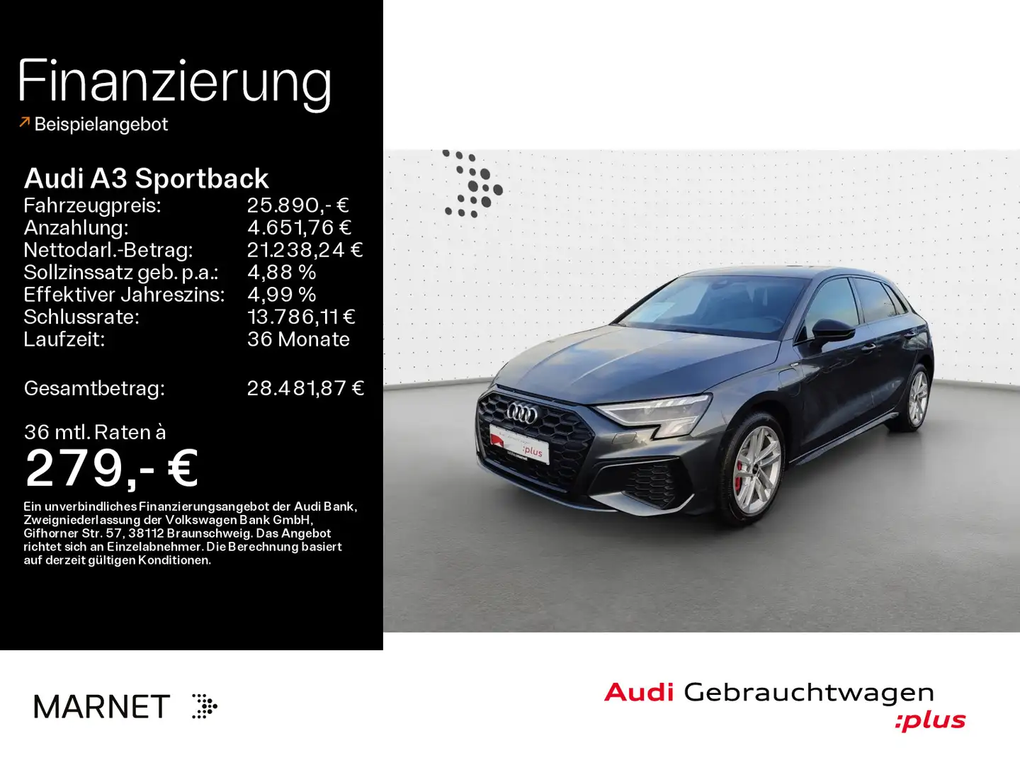 Audi A3 45 TFSI e S line*Navi*LED*Alu*AHK*P Grau - 1