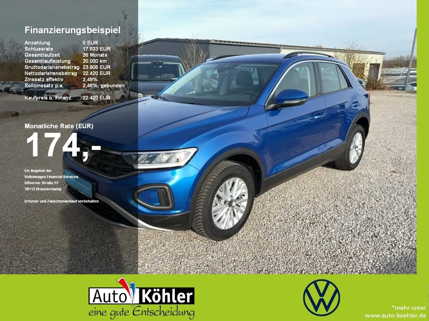Volkswagen T-Roc Life TSi CarPlay+LED+Navi+Virt+PDC+Kamera Blau - 1