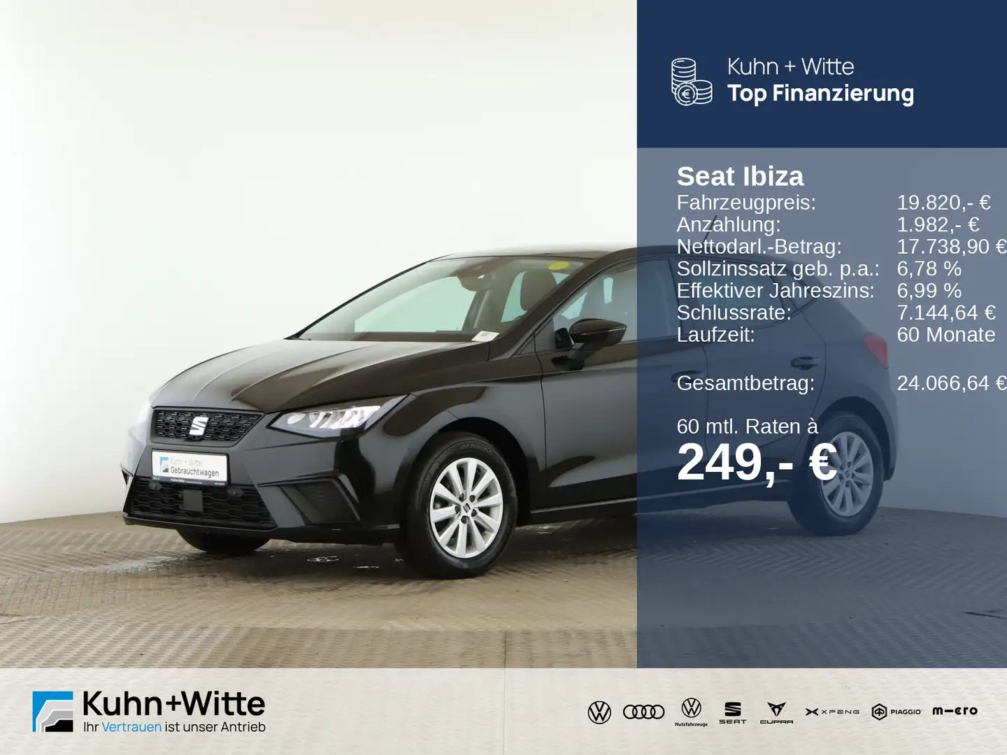 SEAT Ibiza 1.0 TSI Style *Pano*LED*RFK*Navi*AppleCar* Schwarz - 1