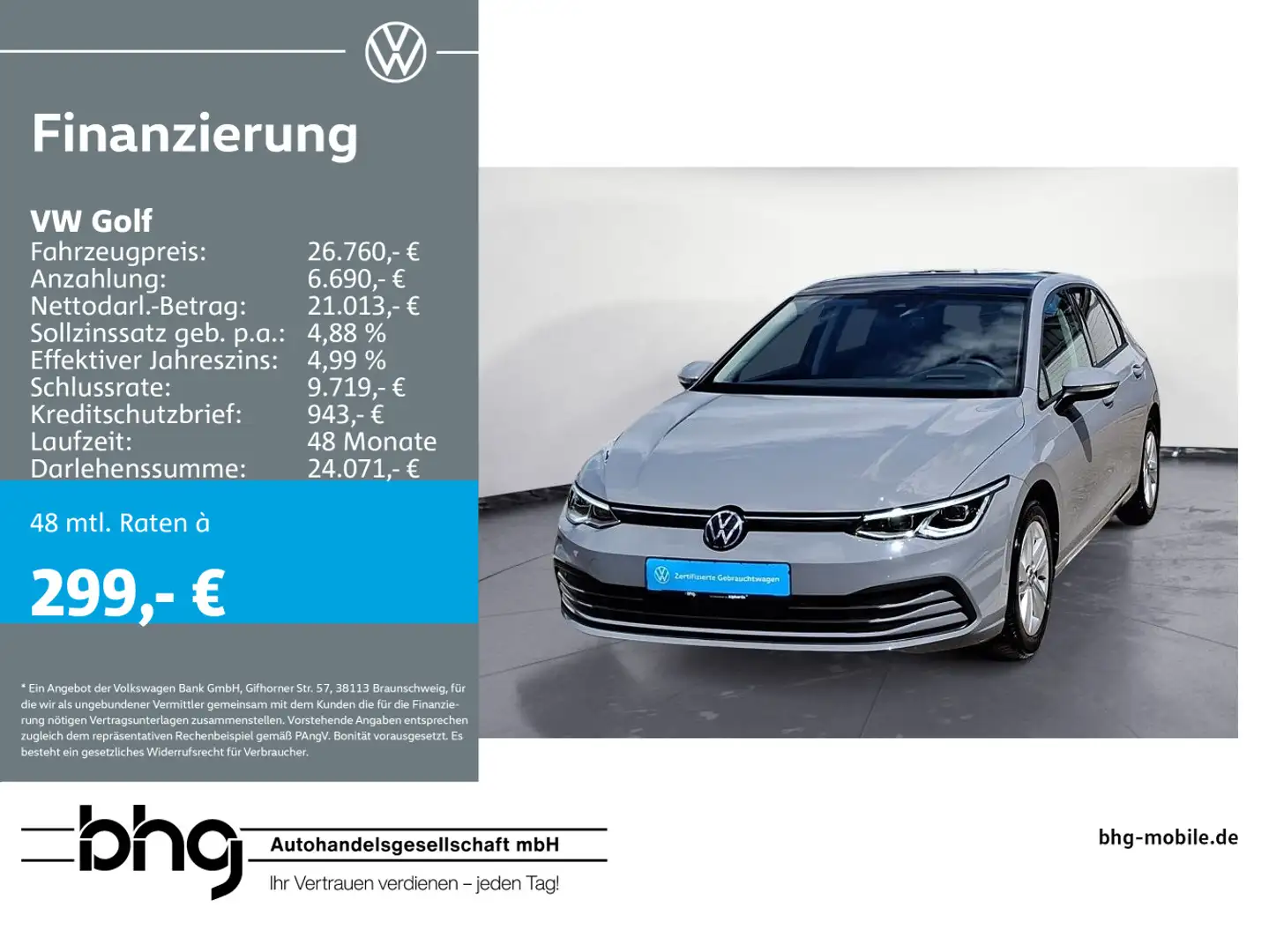 Volkswagen Golf 1.0 eTSI OPF DSG Life PanoDach MatrixLED HU Grau - 1