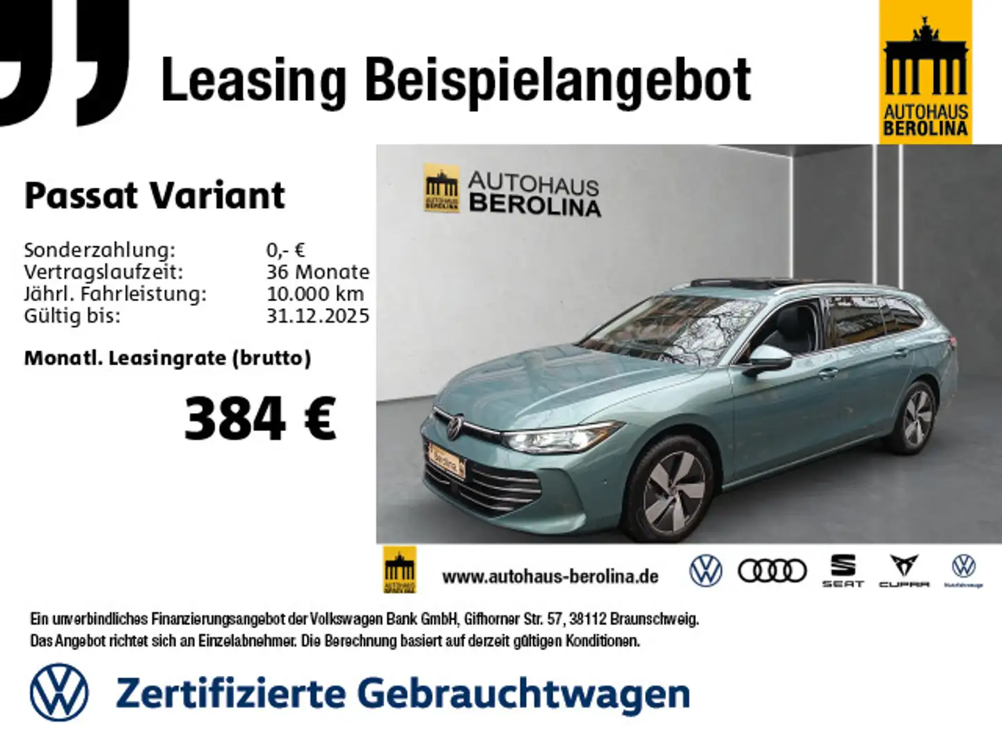 Volkswagen Passat Variant 1.5 eTSI Business DSG *IQ-MATRIX* Grün - 1