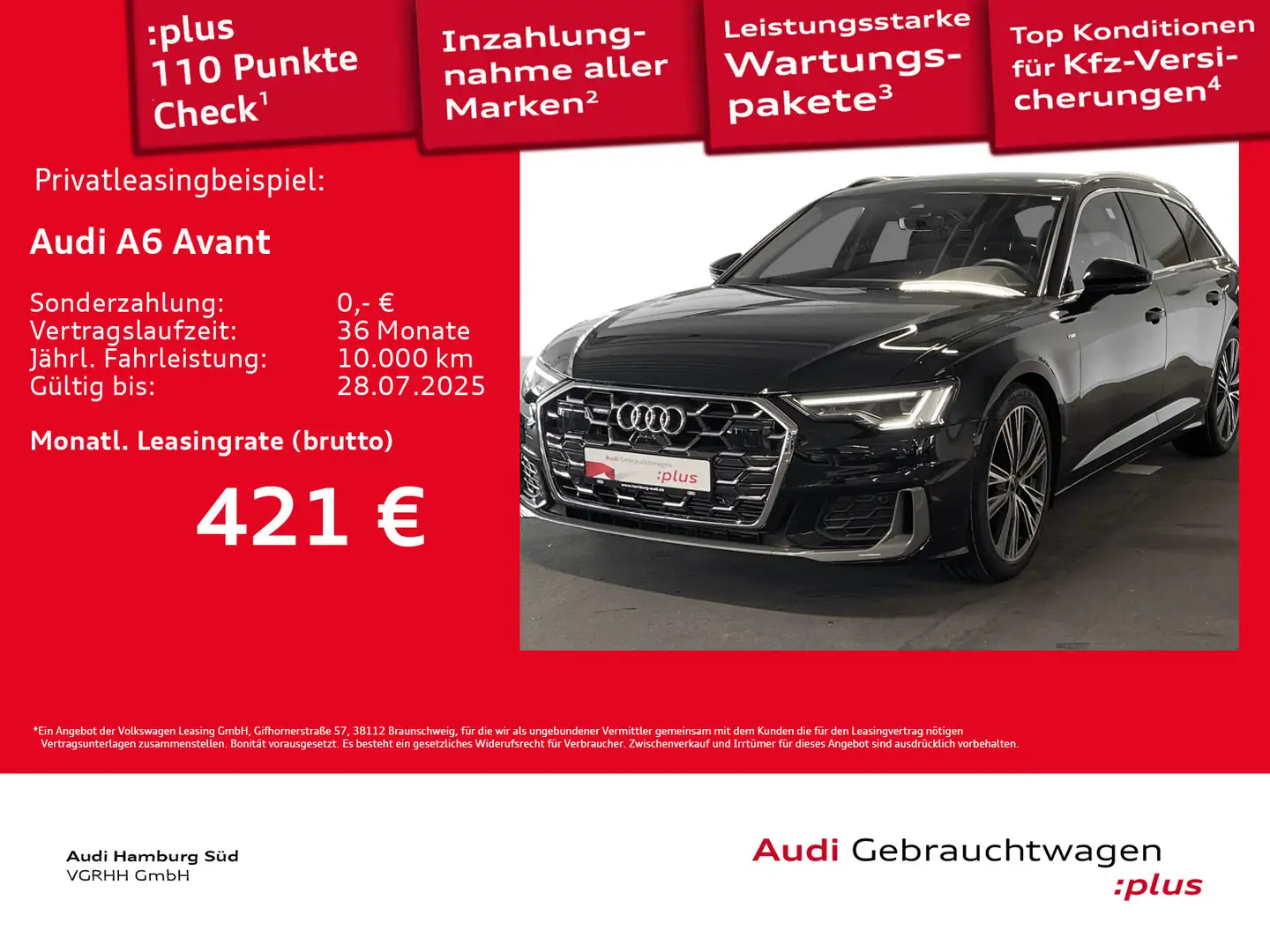 Audi A6 45 TFSI qu S line S tronic PANO/MATRIX Schwarz - 1