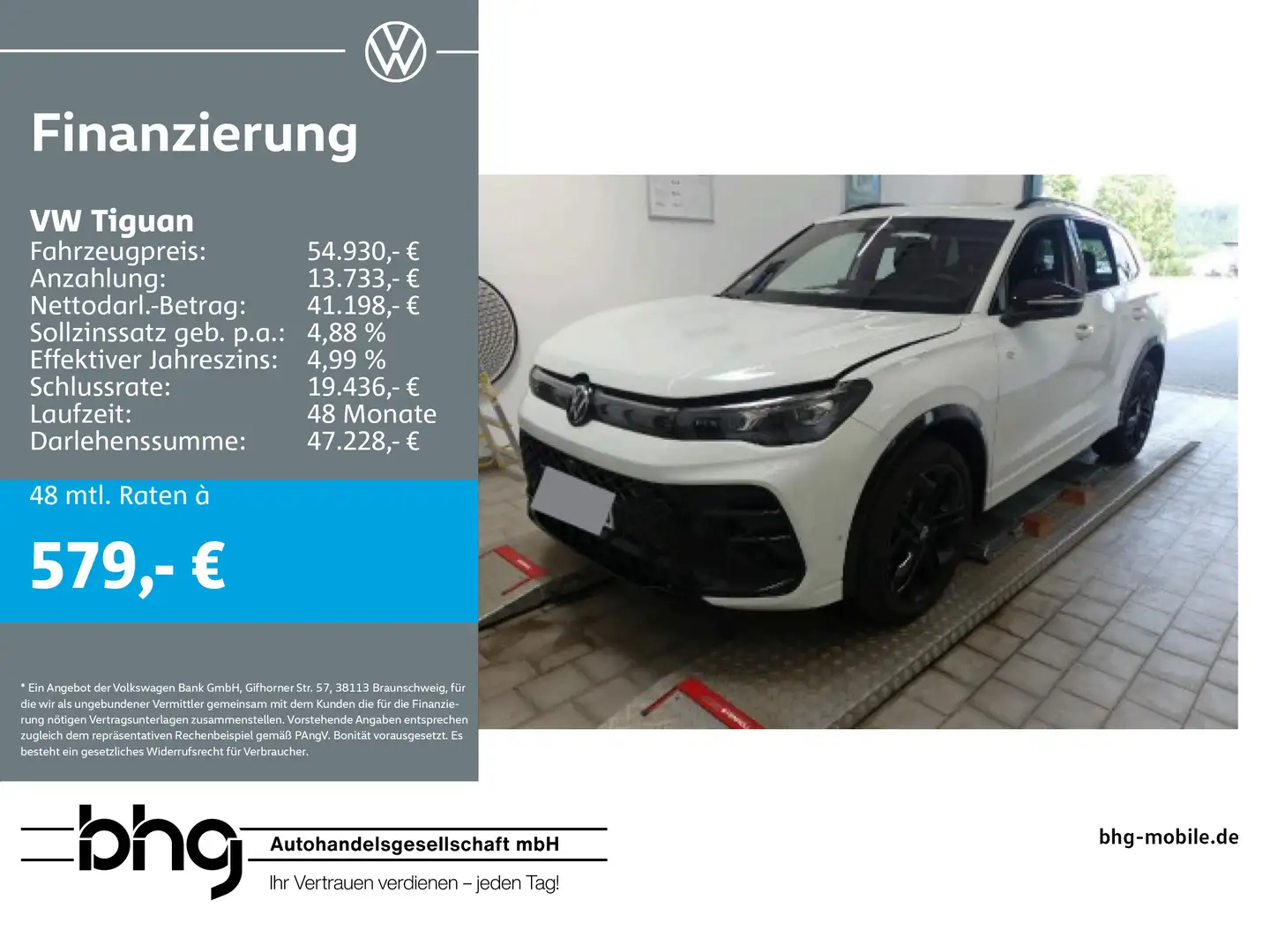 Volkswagen Tiguan 2.0 TDI DSG 4Motion R-Line AHK Pano h/k Weiß - 1