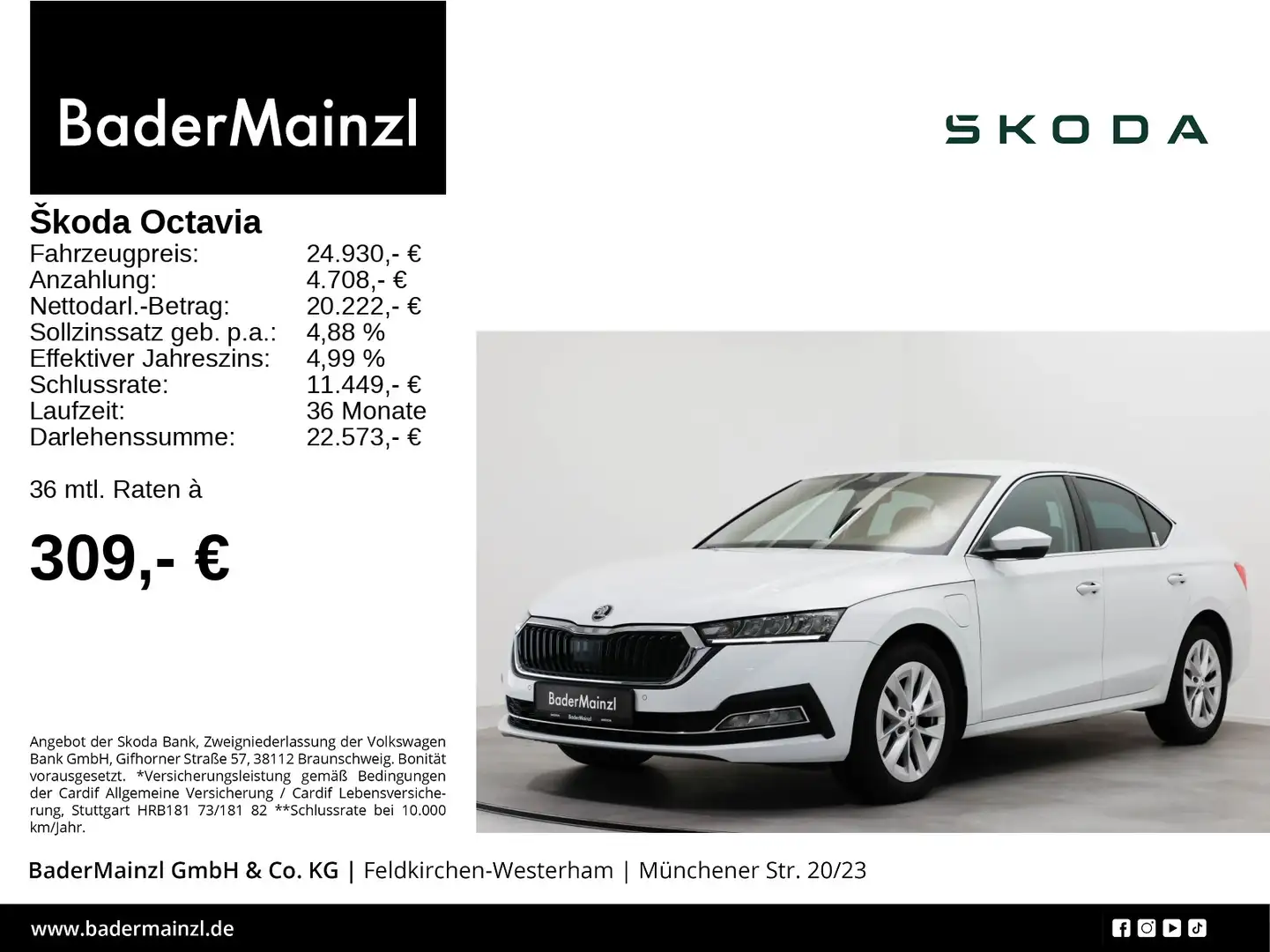 Skoda Octavia Limousine 1.4 TSI iV DSG Memory HUD ACC Weiß - 1