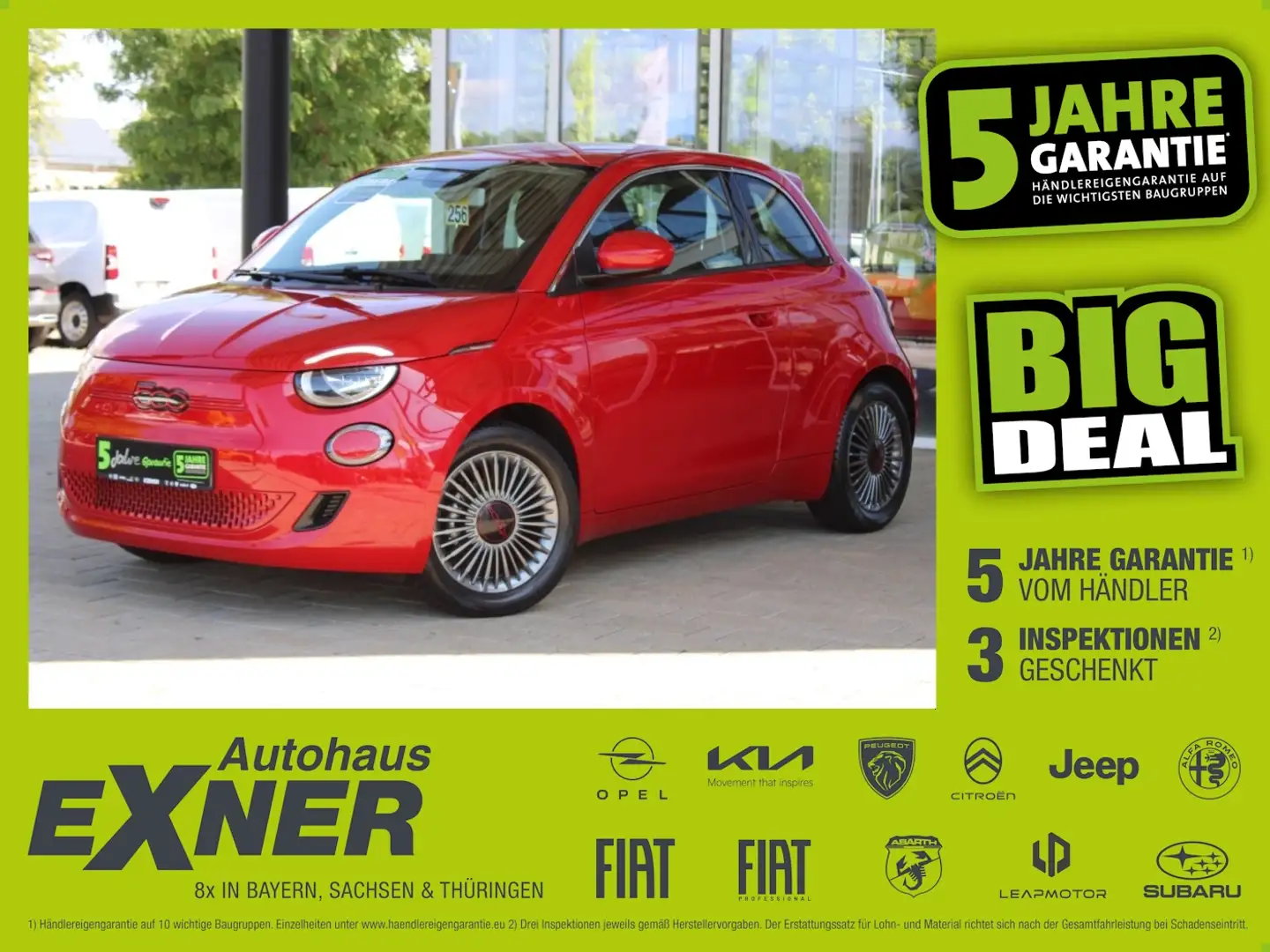 Fiat 500e RED - 23,8 kWh Navi, Klimaautomatik, DAB, Rot - 1