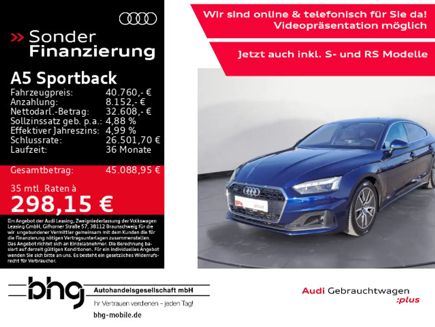 Audi A5 40 TDI quattro Pano B&O Standheizg Blau - 1