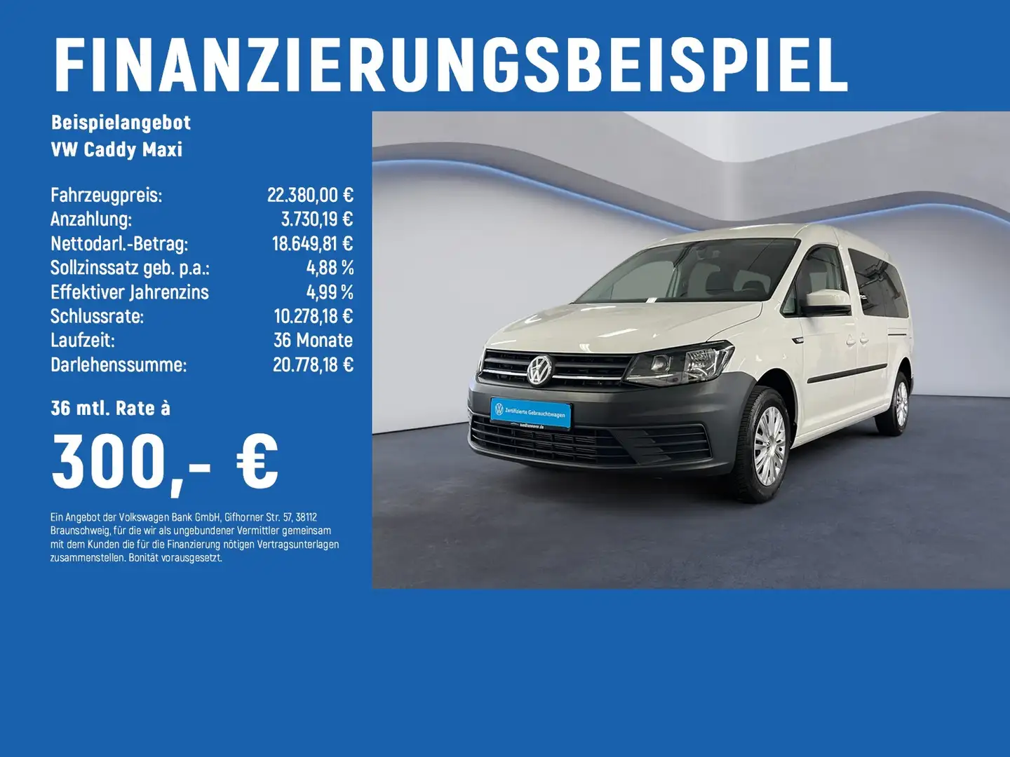 Volkswagen Caddy Maxi Trendline BMT 1.0 TSI AHK+KLIMA Weiß - 2