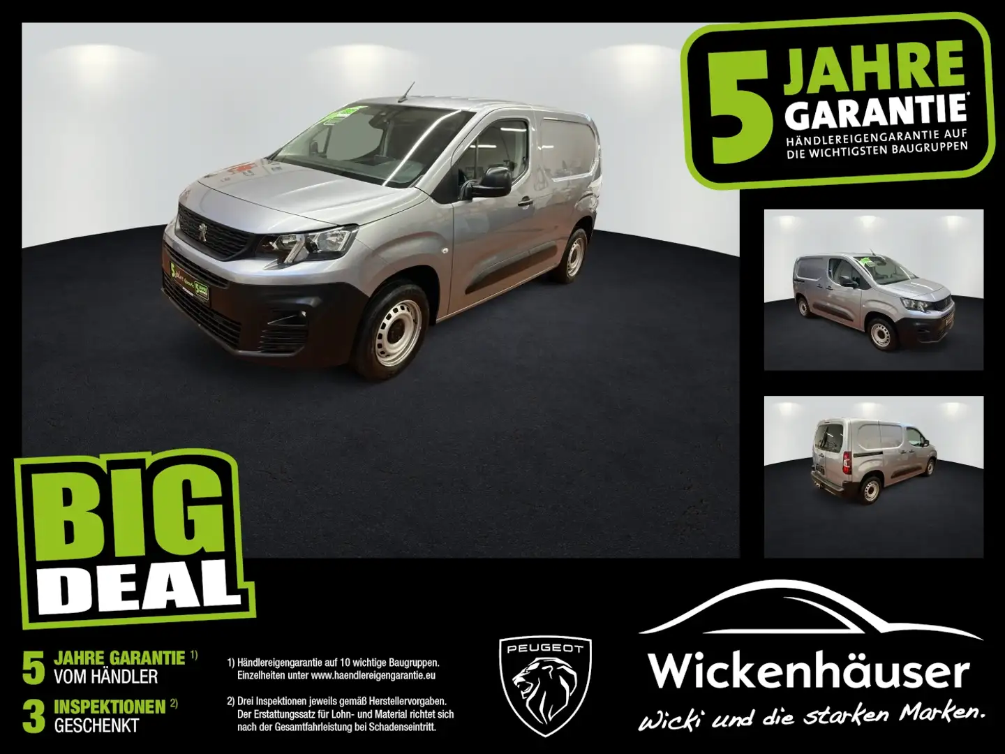 Peugeot Partner 1.5 BlueHDi L1 Premium AHK Navi PDC Klima Silber - 1