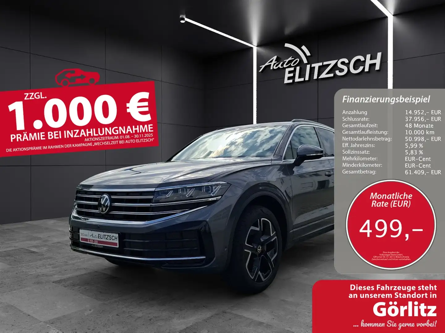 Volkswagen Touareg Edition StandHZG LUFT Matrix AHK Leder Zuziehhi... Grau - 1