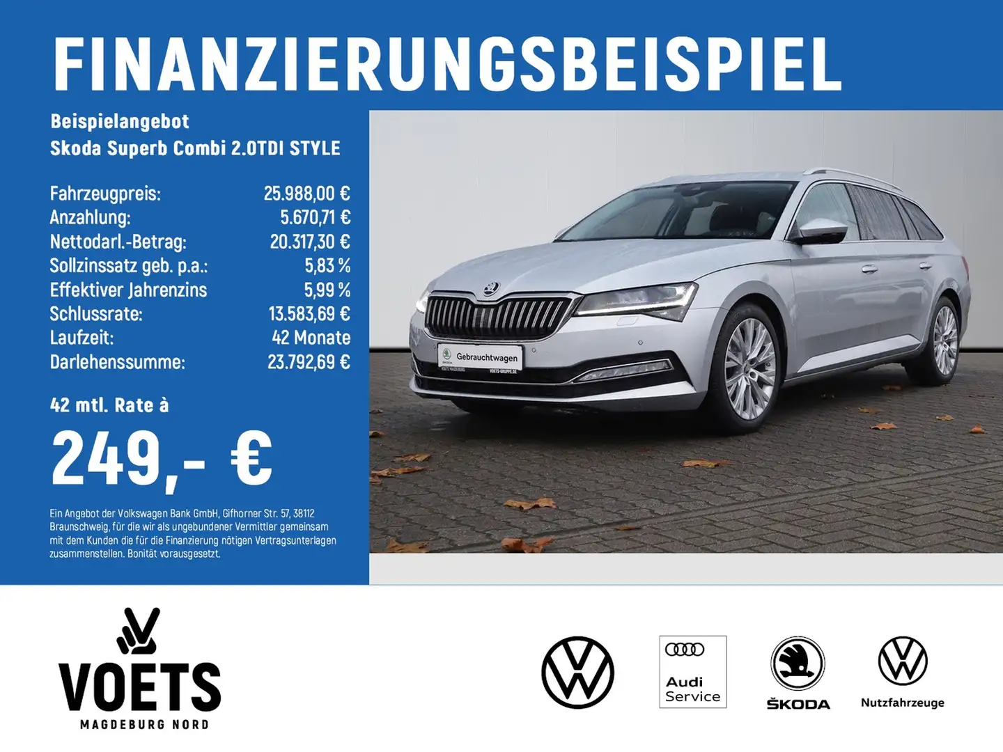 Skoda Superb Combi 2.0TDI STYLE LED+Navi+PDC+Sitzhzg. Zilver - 2