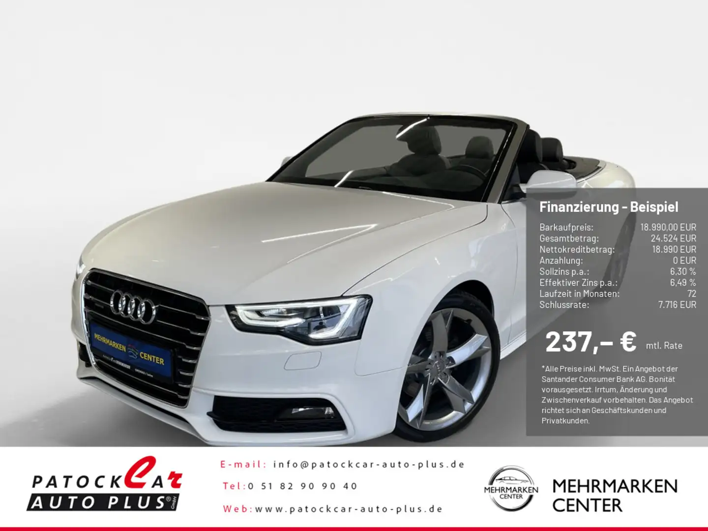 Audi A5 Cabriolet TDI 2.0 TDI 140kW quattro FACEL. Weiß - 1
