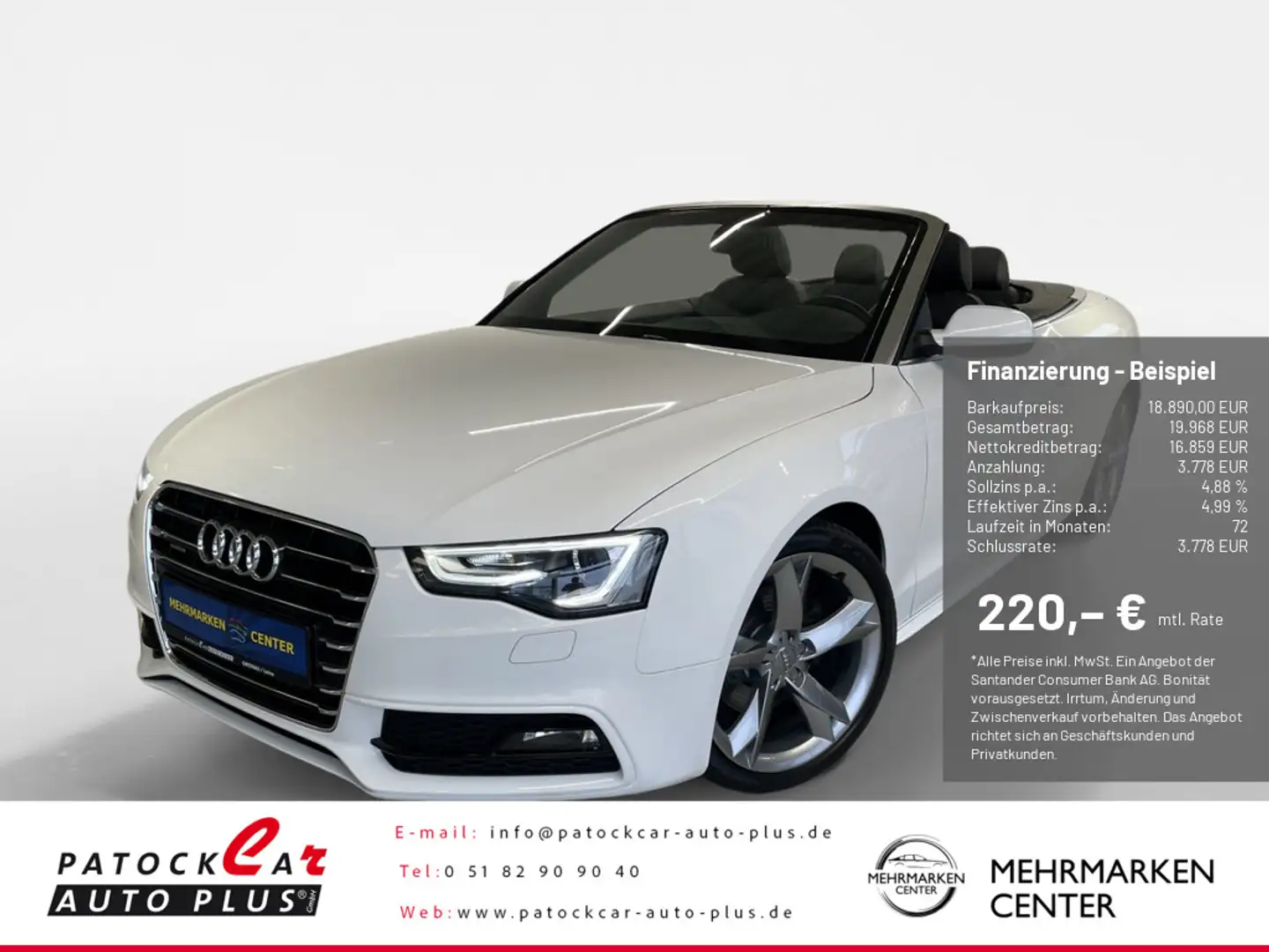 Audi A5 Cabriolet TDI 2.0 TDI 140kW quattro FACEL. Weiß - 1