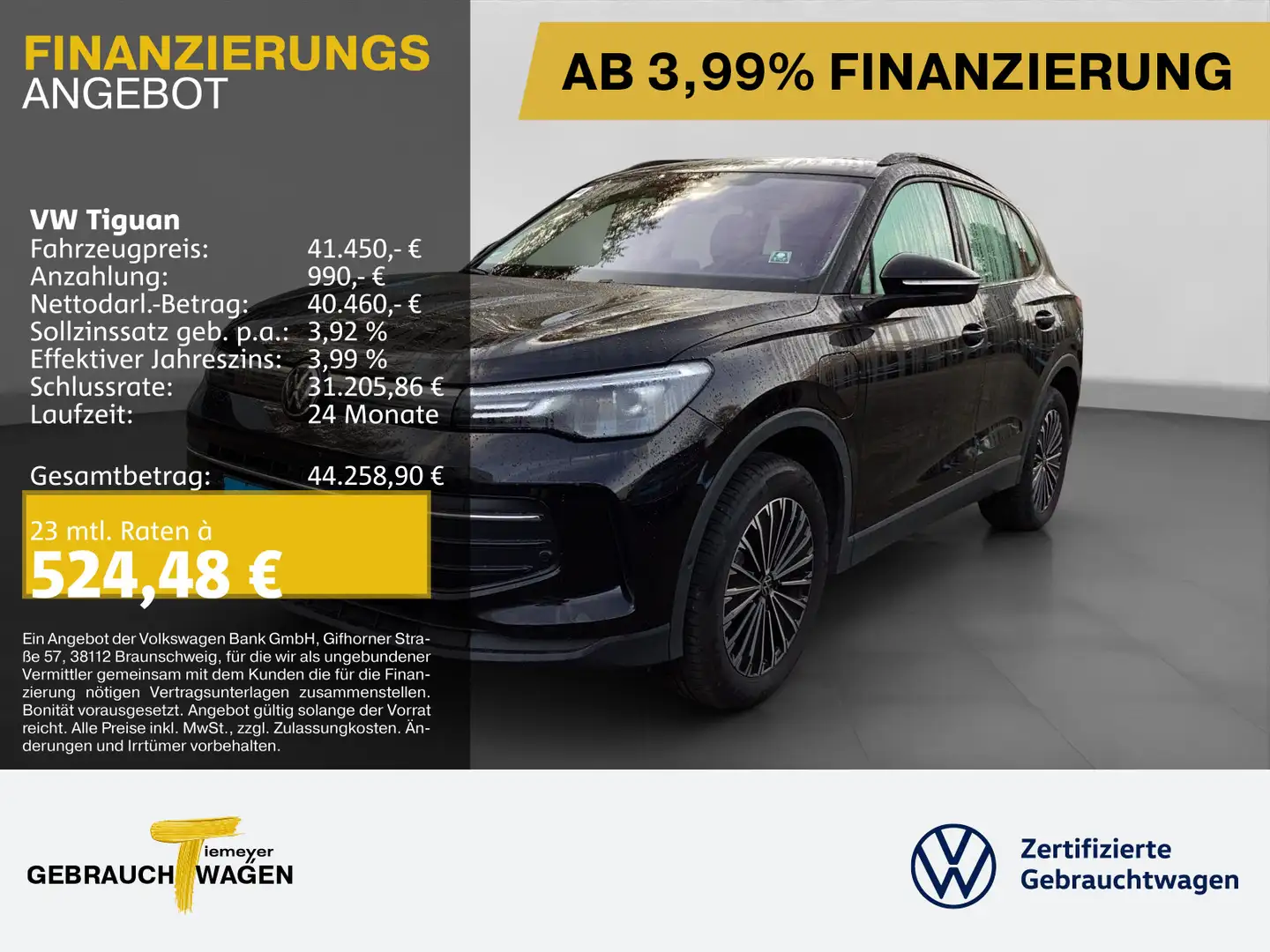 Volkswagen Tiguan 1.5 eHybrid LIFE NAVI SITZHZG AHK KAMERA Schwarz - 1