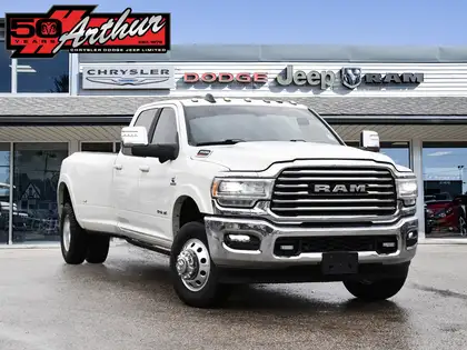 White 2023 RAM 3500 Limited Longhorn Crew Cab LB DRW 4WD Pickup Truck Four-Wheel Drive 6-Speed Automatic