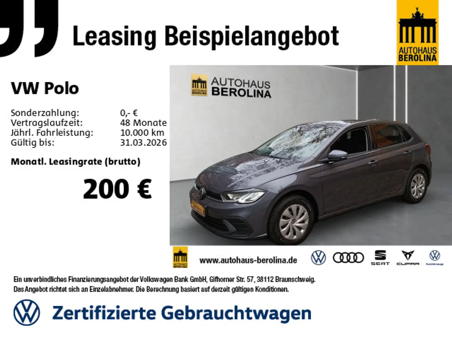 Volkswagen Polo 1.0 TSI Life *ACC*NAV*PDC*SHZ*App-Connect* Grau - 1