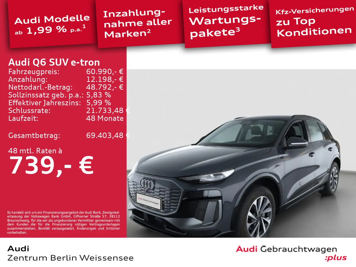 Audi Q6 e-tron*QUA*S-LINE*LED*SHZ*NAVI*KLIMA*DAB*GRA* Grau - 1