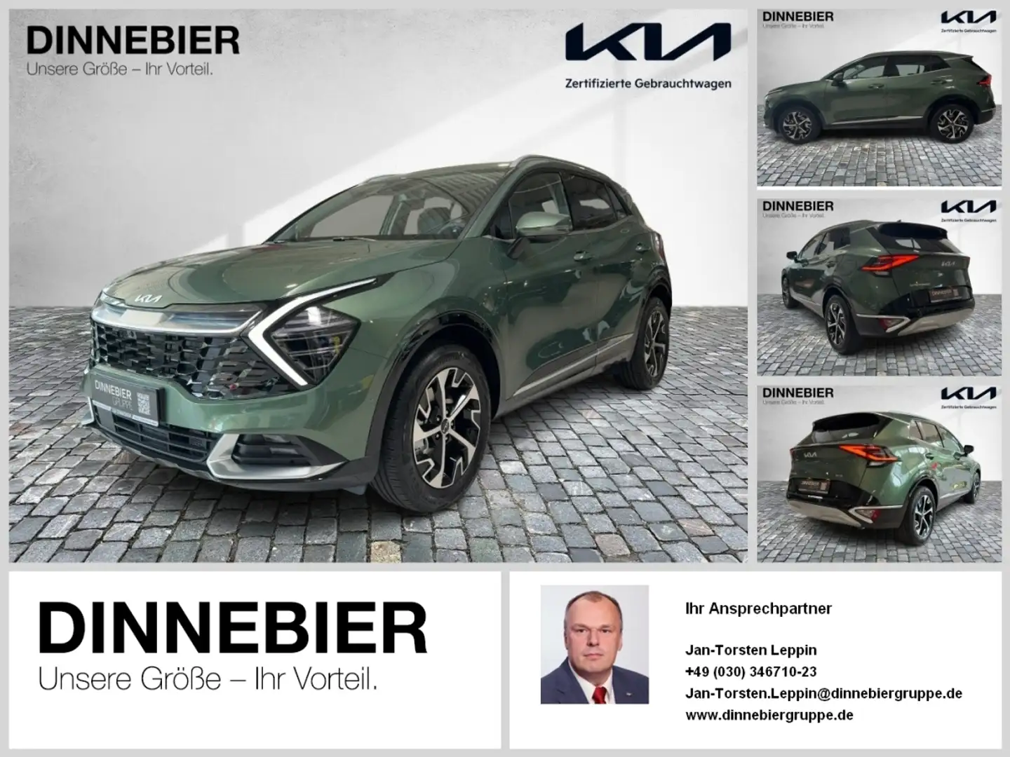Kia Sportage Spirit 1.6T HEV AWD 360°+SoundSyst+LED Groen - 1