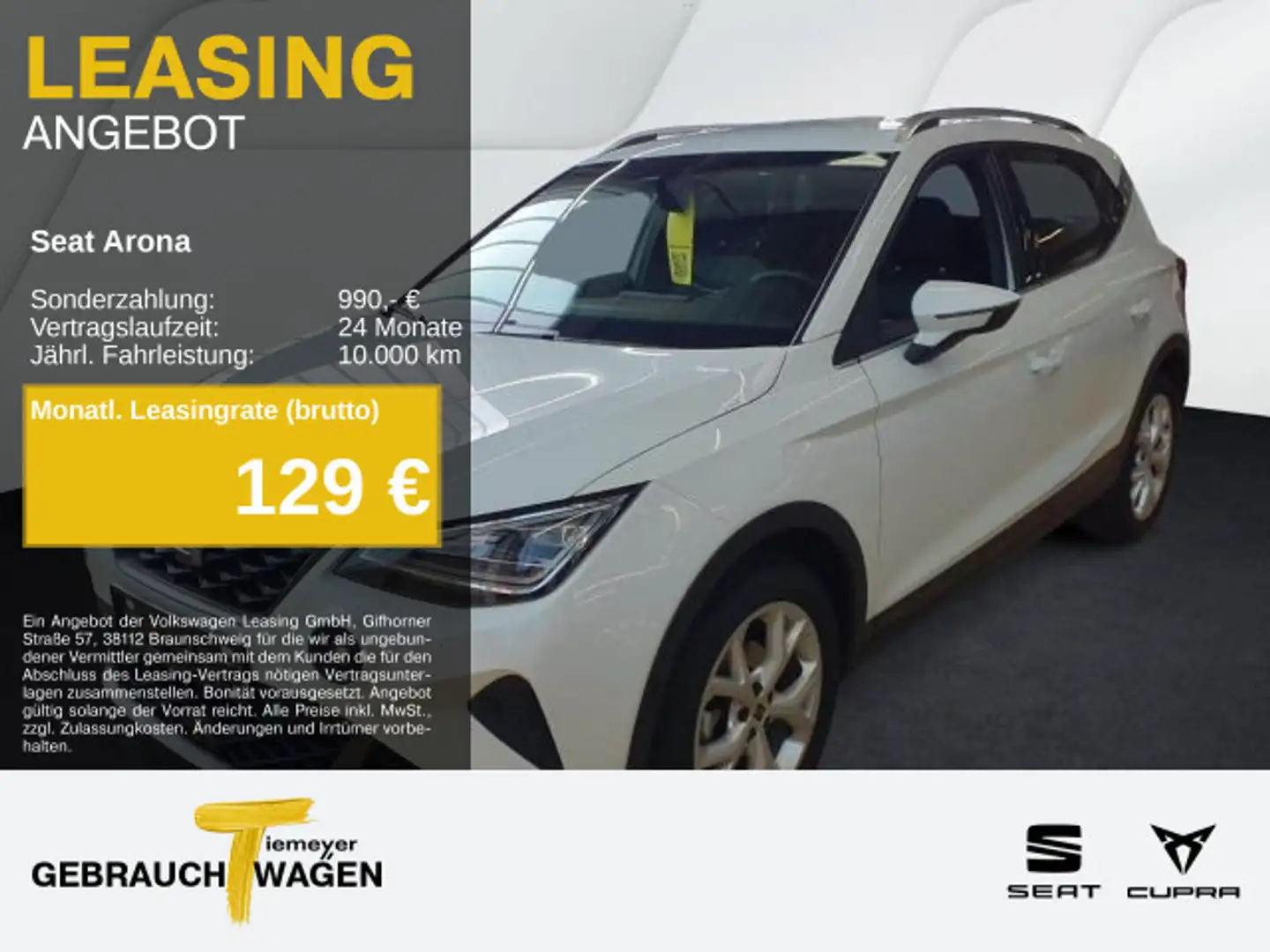 SEAT Arona 1.0 TSI DSG FR KAMERA SIDE-ASSIST LED NAVI Weiß - 1
