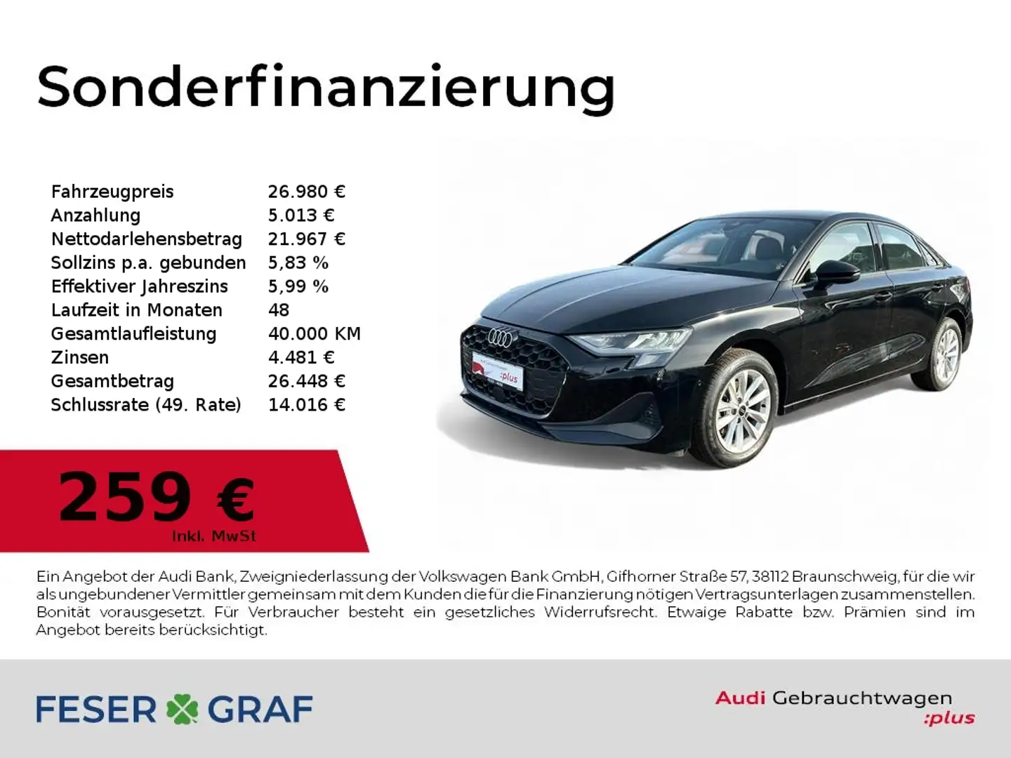 Audi A3 Limousine 30 TFSI Aut. LED*SHZ*CarPlay*Klima+ Negro - 1