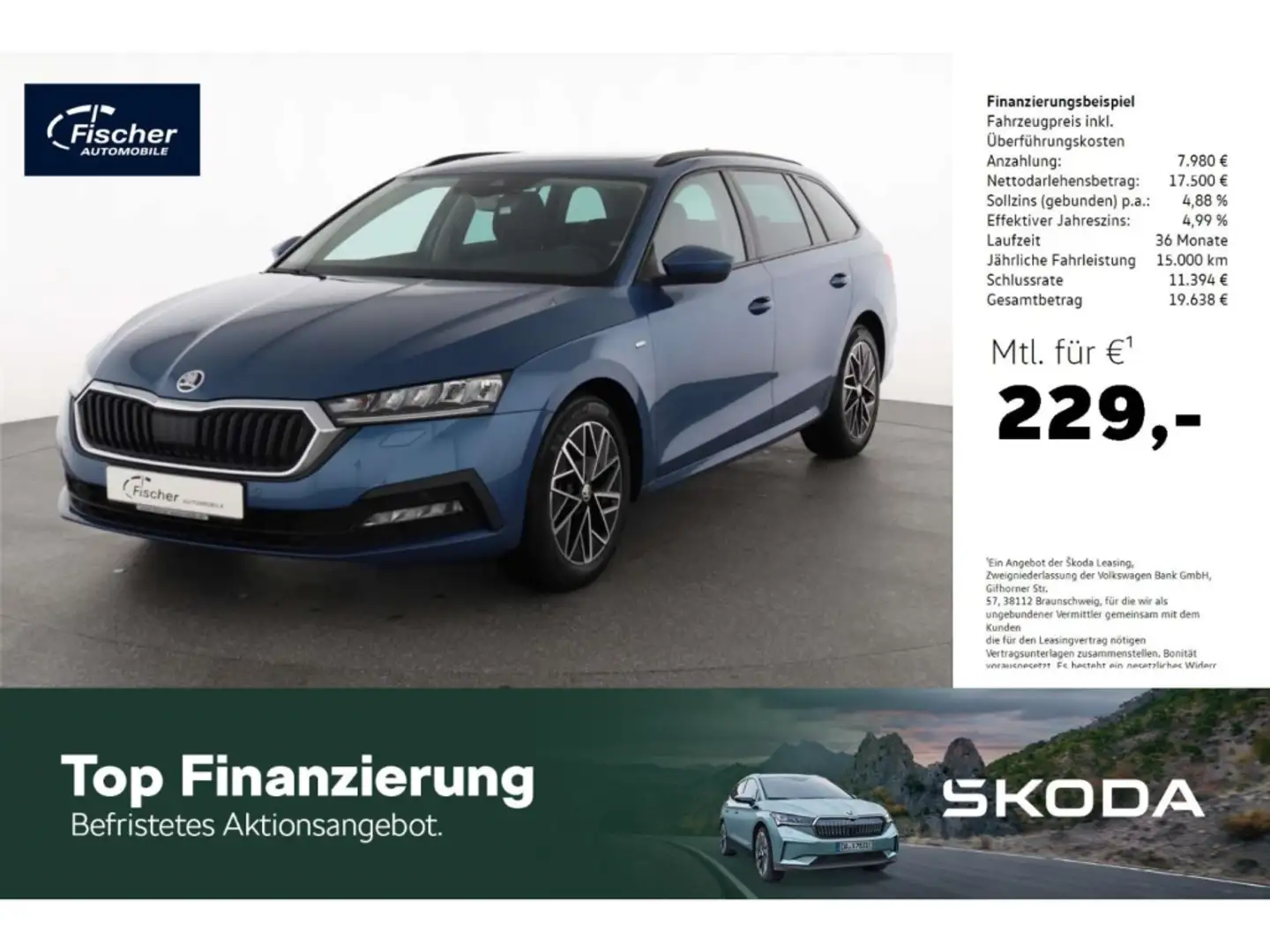 Skoda Octavia Combi 1.5 TSI Clever 6-Gg. AHK/P-Dach Blau - 1