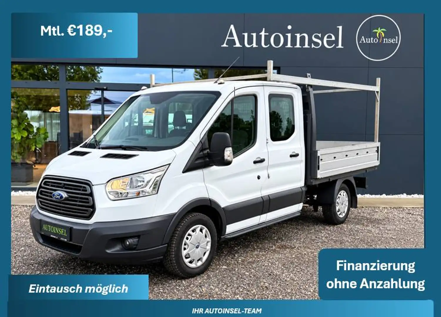 Ford Transit L2 DoKa-Pritsche-AHK-Zahnriemen neu-Tempomat Weiß - 1