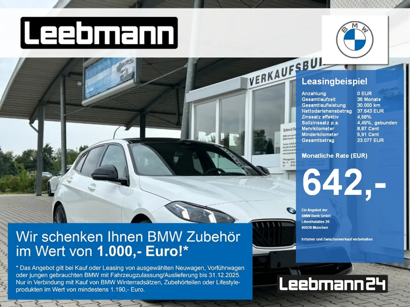 BMW 120 d M-Sportpaket-Pro M-Sitze/AHK/ACC/HUD/HK/360 Weiß - 1