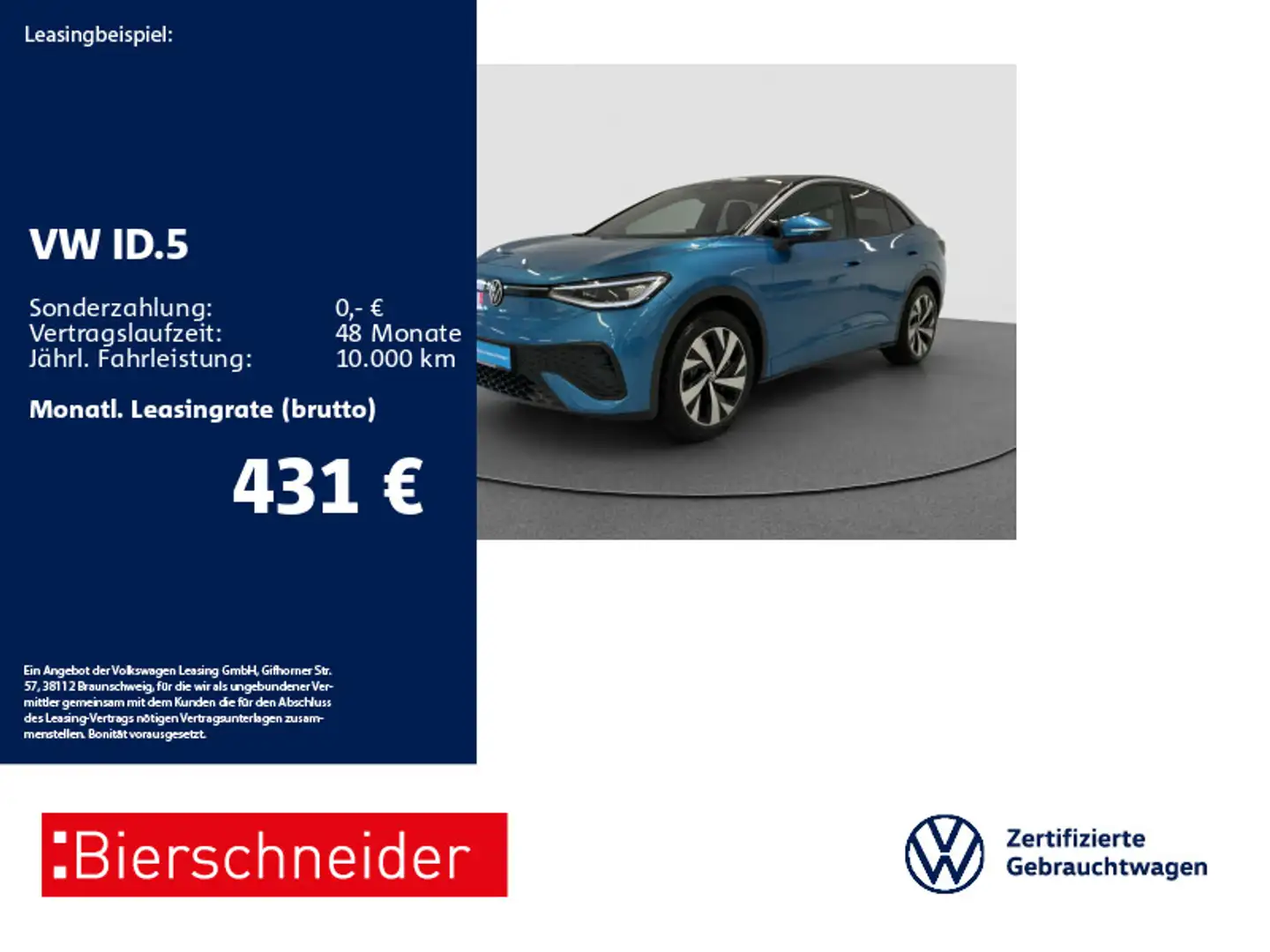 Volkswagen ID.5 Pro AHK PANO MATRIX HuD 360 Blau - 1