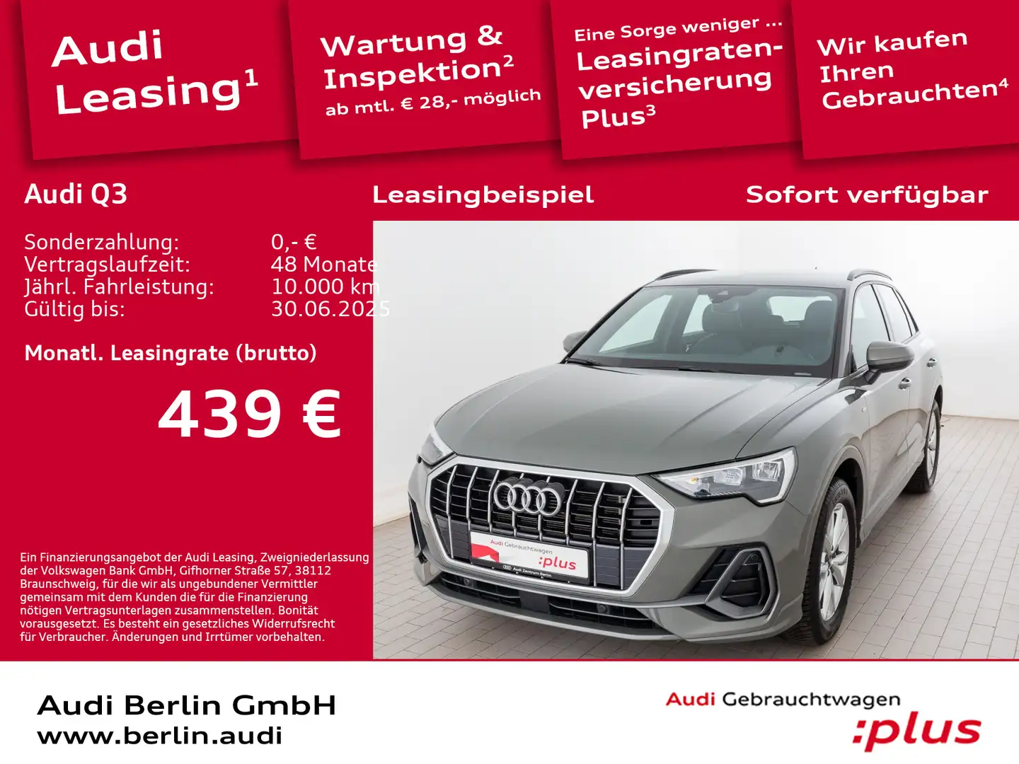 Audi Q3 S line 35 TDI S tr. NAVI RFK VIRTUAL LED Grau - 1