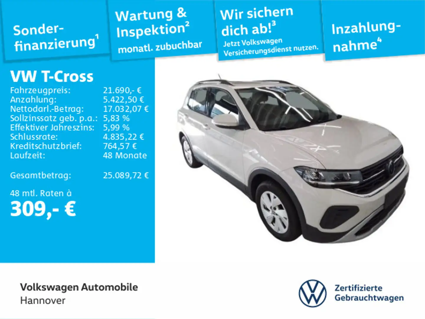 Volkswagen T-Cross 1.0 TSI Life AHK LED DigCockpit SHZ PDC Grau - 1
