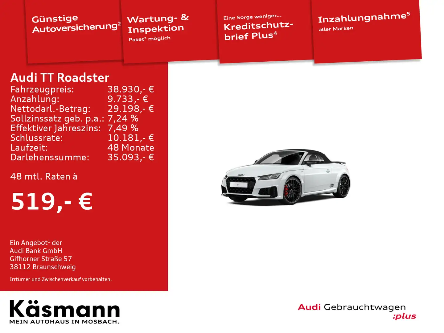 Audi TT 45TFSI S line COMP + MATRIX KAM B&O Weiß - 1