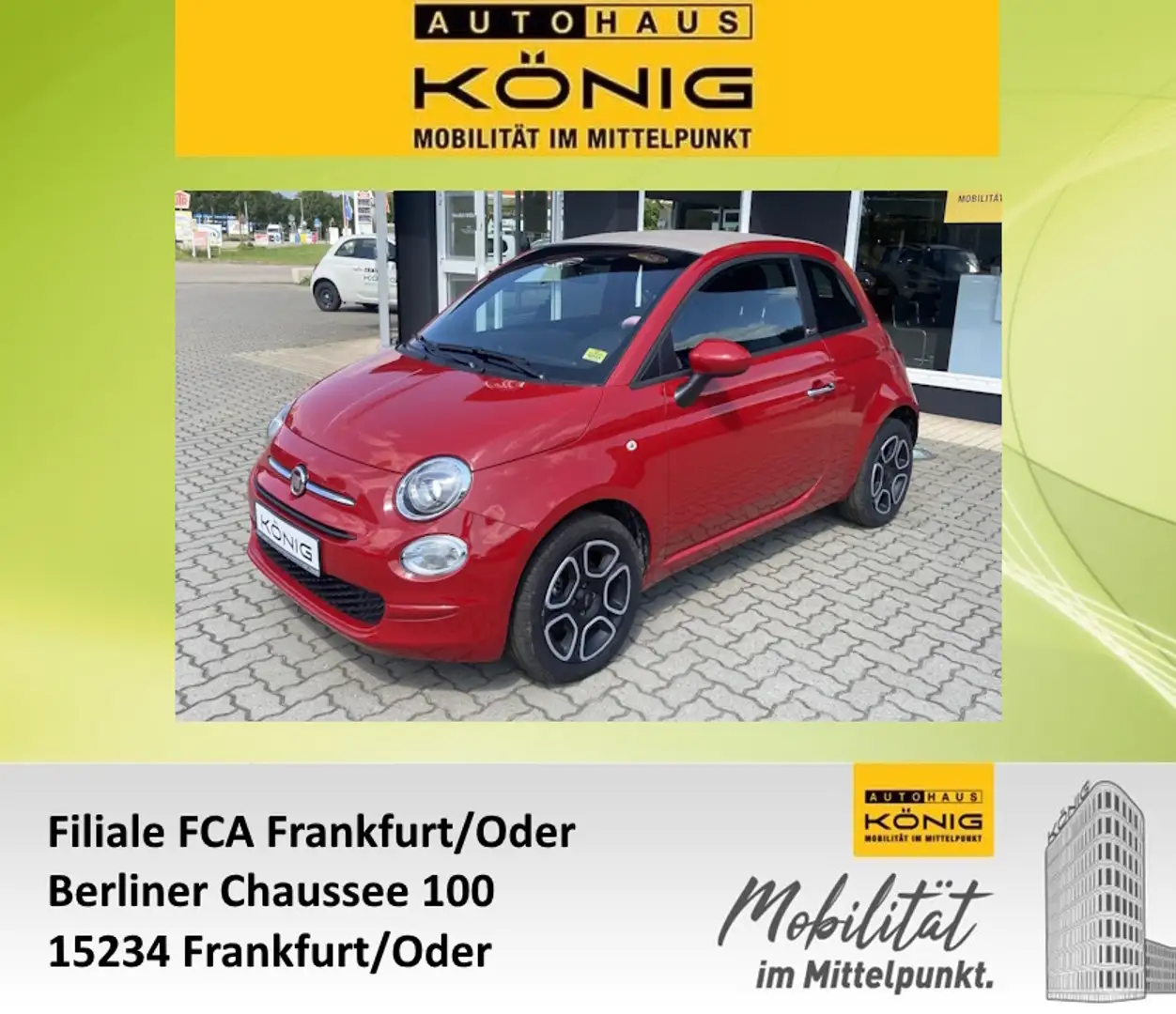 Fiat 500C 1.0 CLUB Klima*Tempomat*Apple CarPlay Rouge - 1