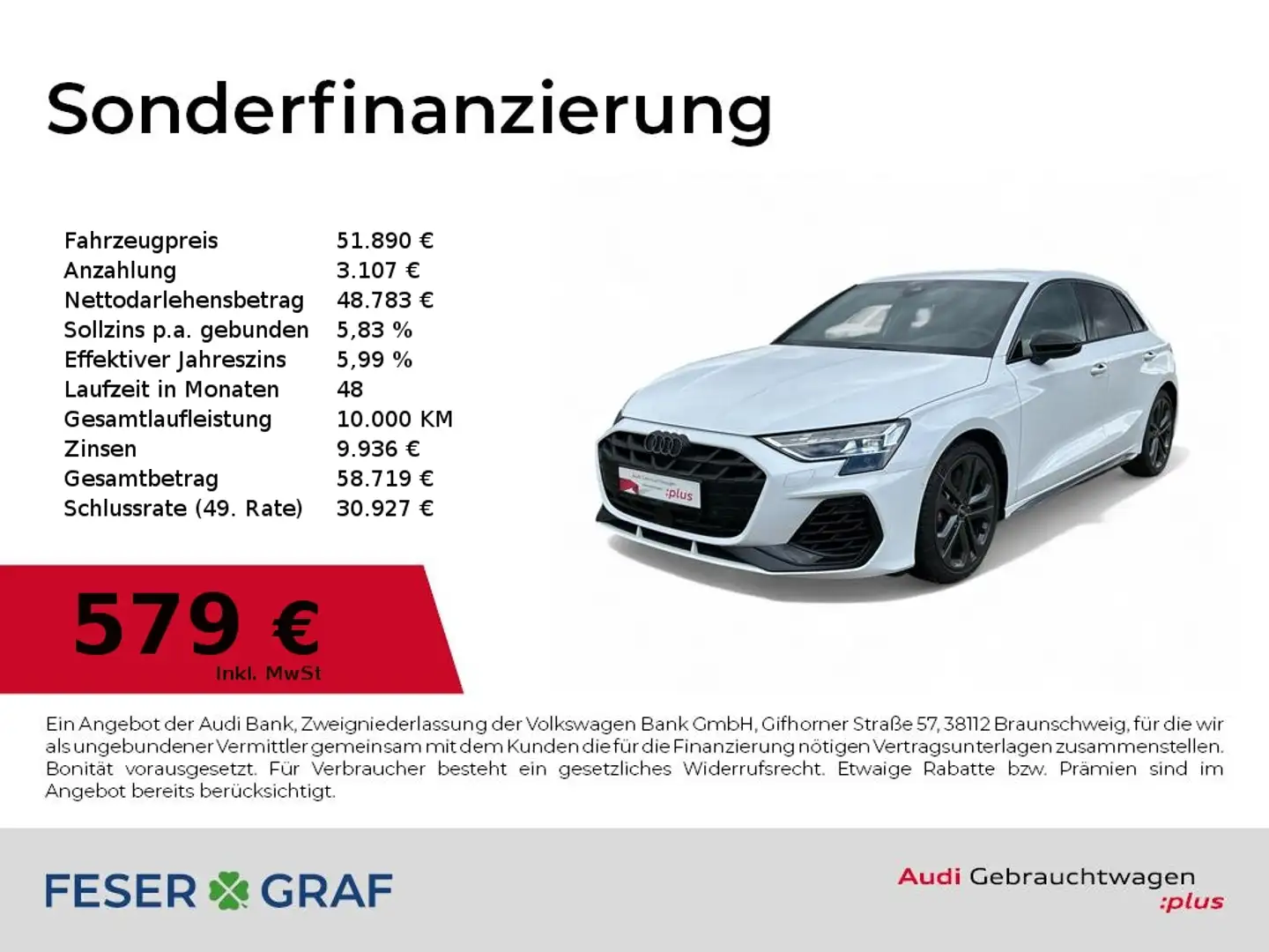 Audi S3 Sportback TFSI S tronic quattro Akrapovic/SHZ/CarP Weiß - 1