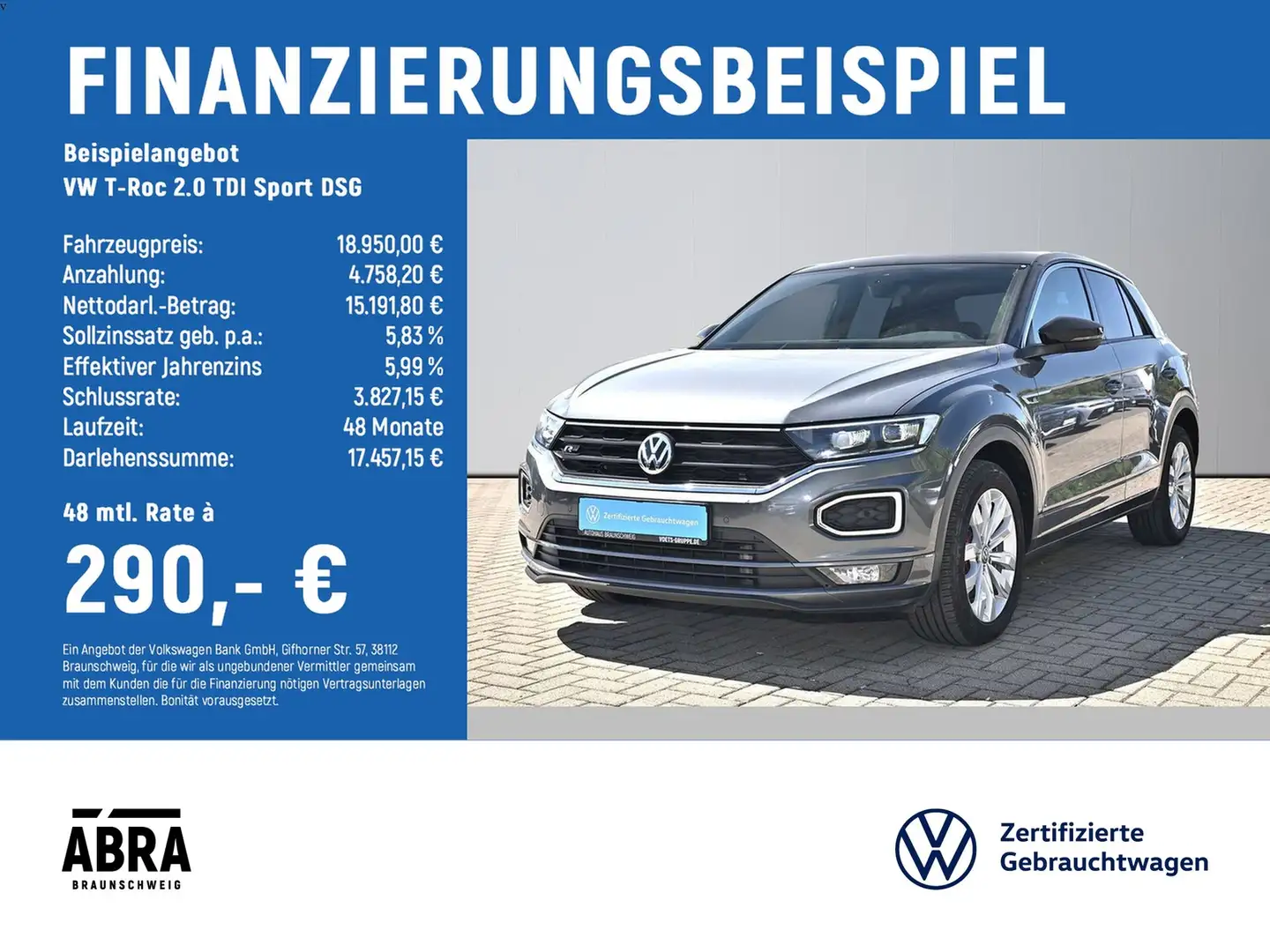 Volkswagen T-Roc 2.0 TDI Sport DSG LED+NAVI+PDC+GRA+SHZ Grigio - 2