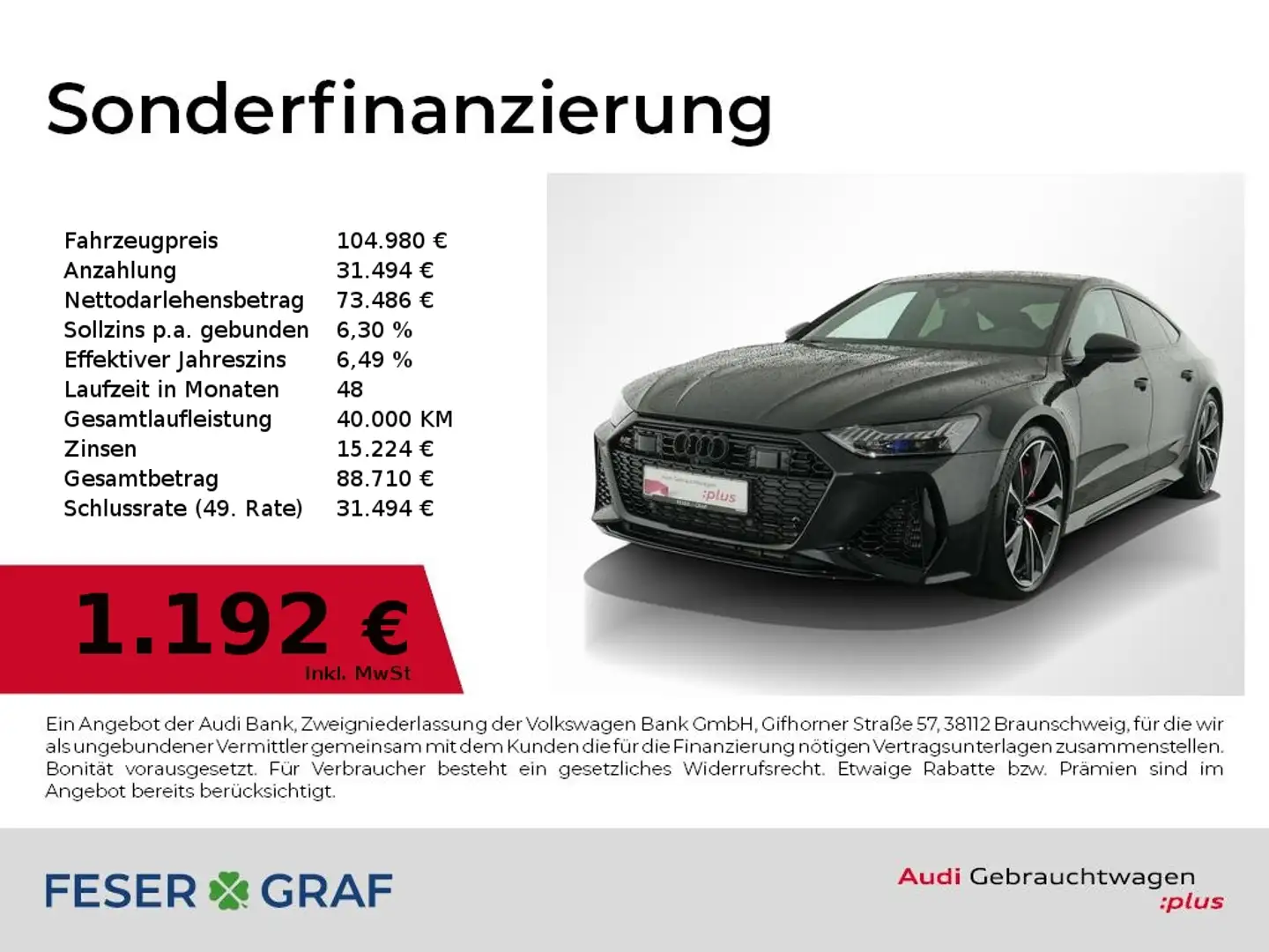 Audi RS7 Keramik,Pano,HUD,Stdhz,RS-AGA,Dynamik,305kmh Negru - 1