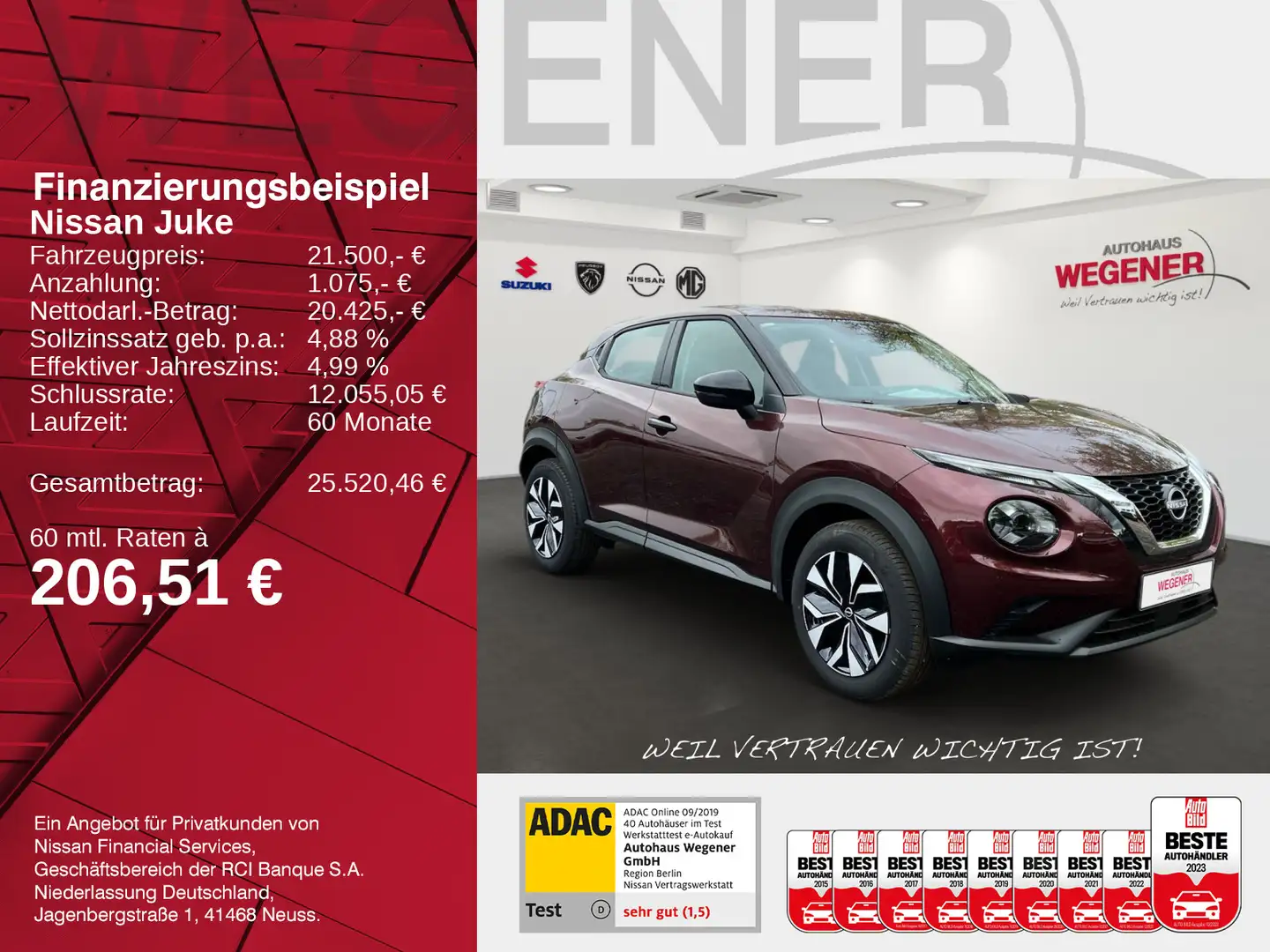 Nissan Juke JUKE ACENTA 1.0 DIG-T 114 PS  6MT NAVI KLIMA SHZ Rot - 2