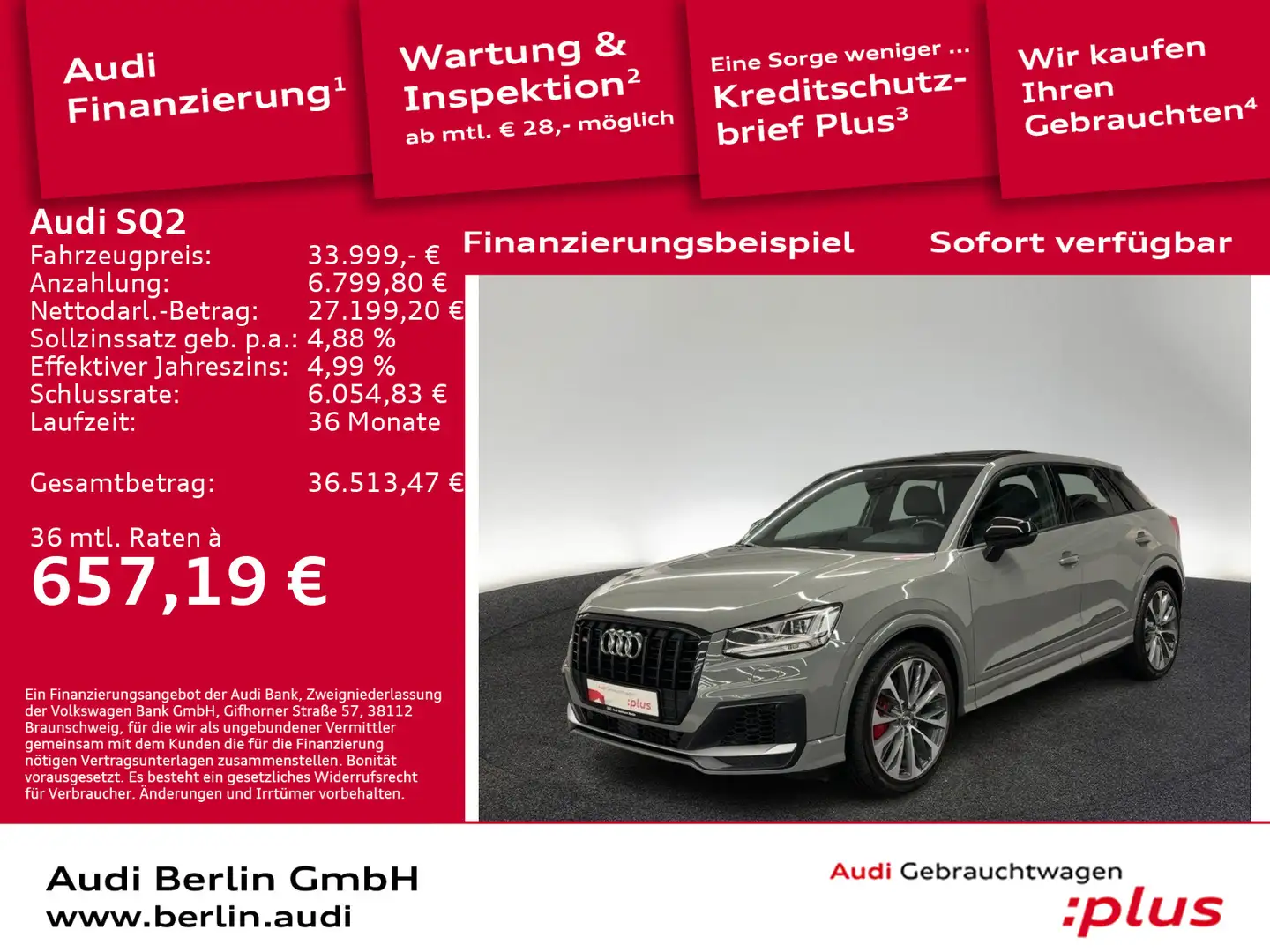 Audi SQ2 TFSI S tr. RFK NAVI HUD PANO B&O VIRTUAL LED Grau - 1