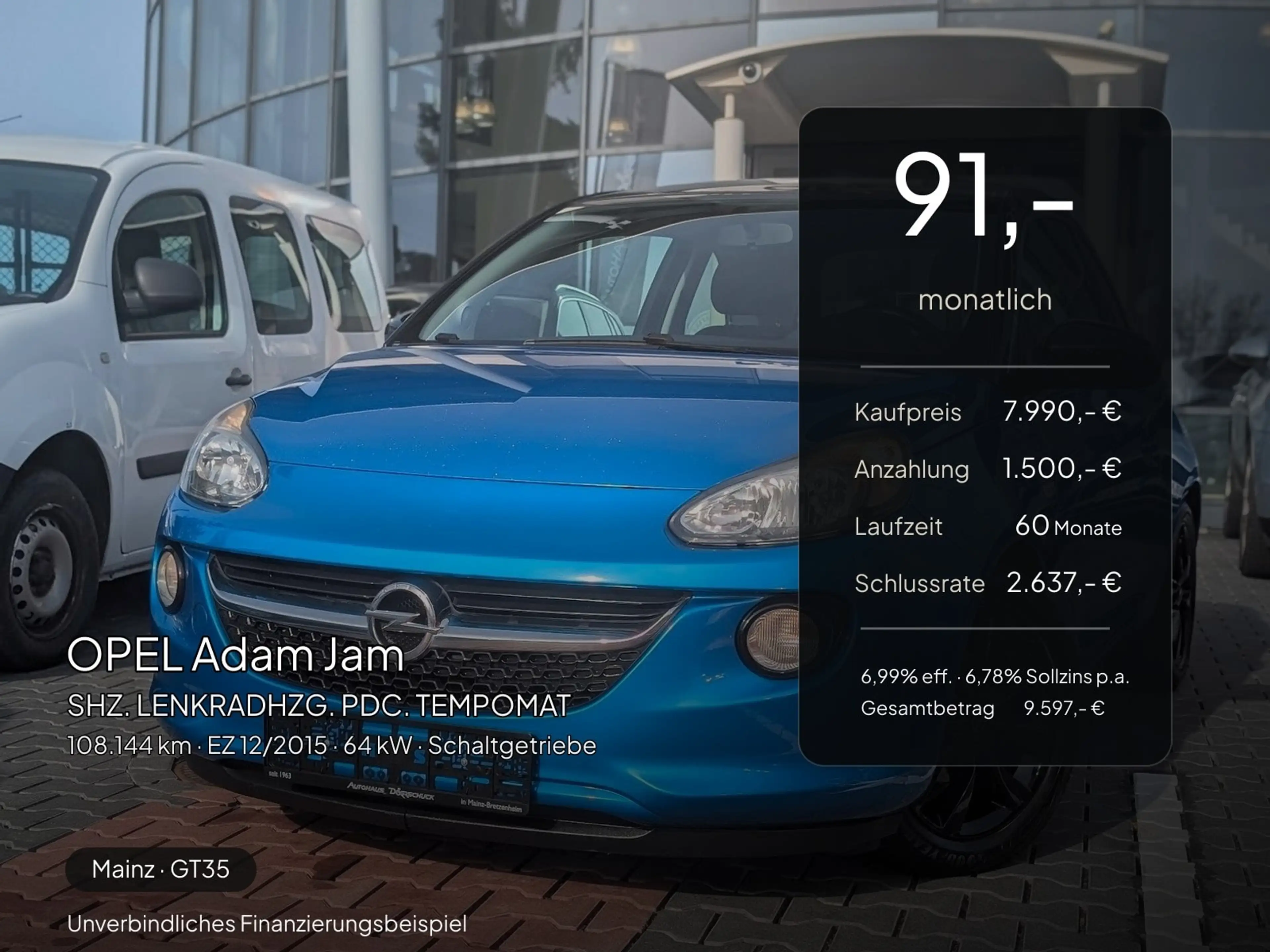 Opel Adam Adam Jam SHZ. LENKRADHZG. PDC. TEMPOMAT — photo 2