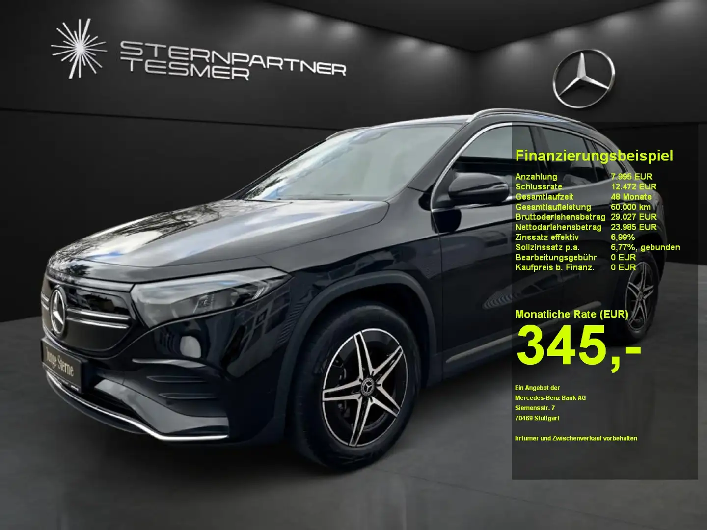 Mercedes-Benz EQA 250 AMG+LED+EASY-P+KAMERA+TOTW+AMBIENTE+SZHZ Zwart - 1