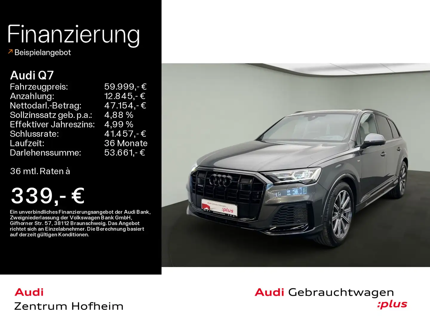 Audi Q7 55 TFSI qu S line tip*Air*HUD*Pano*LED*Virtua Gris - 1
