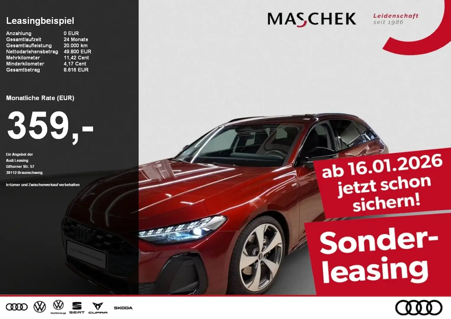 Audi A5 Avant S line TDI S tronic R-Cam ACC OptikBlack Sit Rot - 1