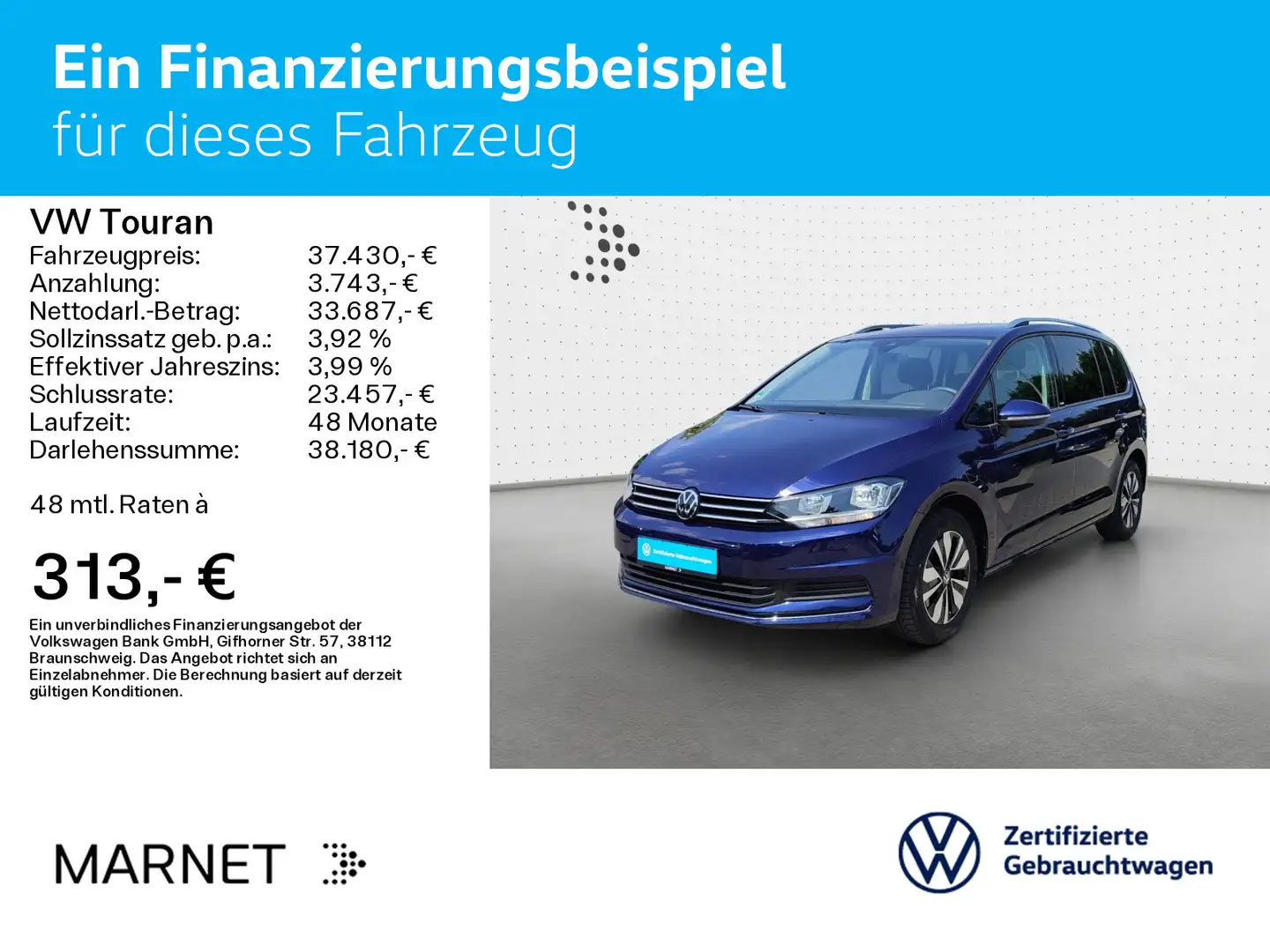 Volkswagen Touran Comfortline MOVE 1.5 TSI DSG* Navi*AHK*Pa Blau - 2