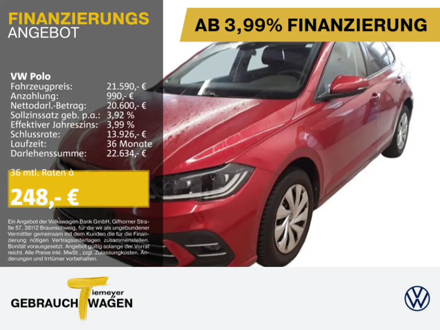 Volkswagen Polo 1.0 TSI DSG STYLE IQ.LIGHT NAVI KAMERA AHK Rot - 1