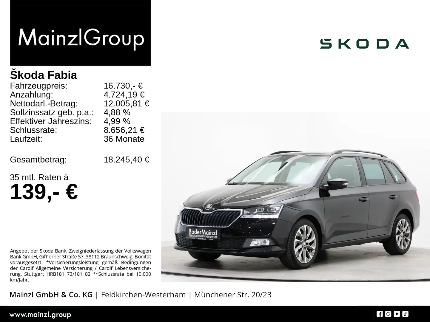Skoda Fabia Combi 1.0 TSI DSG Clever PDC CarPlay SHZ Schwarz - 1