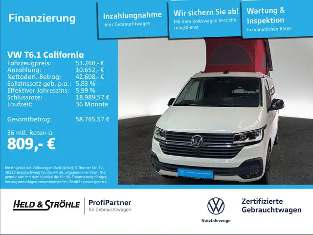 Volkswagen T6.1 California Beach TDI AHK LED NAVI STHZ KAM